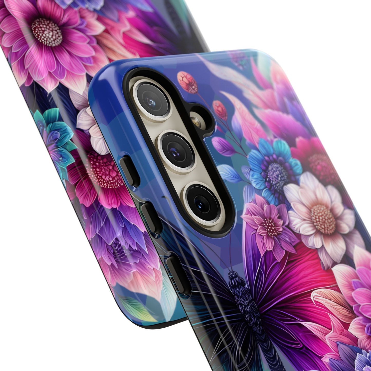 Butterfly Bloom Tough Phone Case — Vibrant Purple Blossom Protective Cover