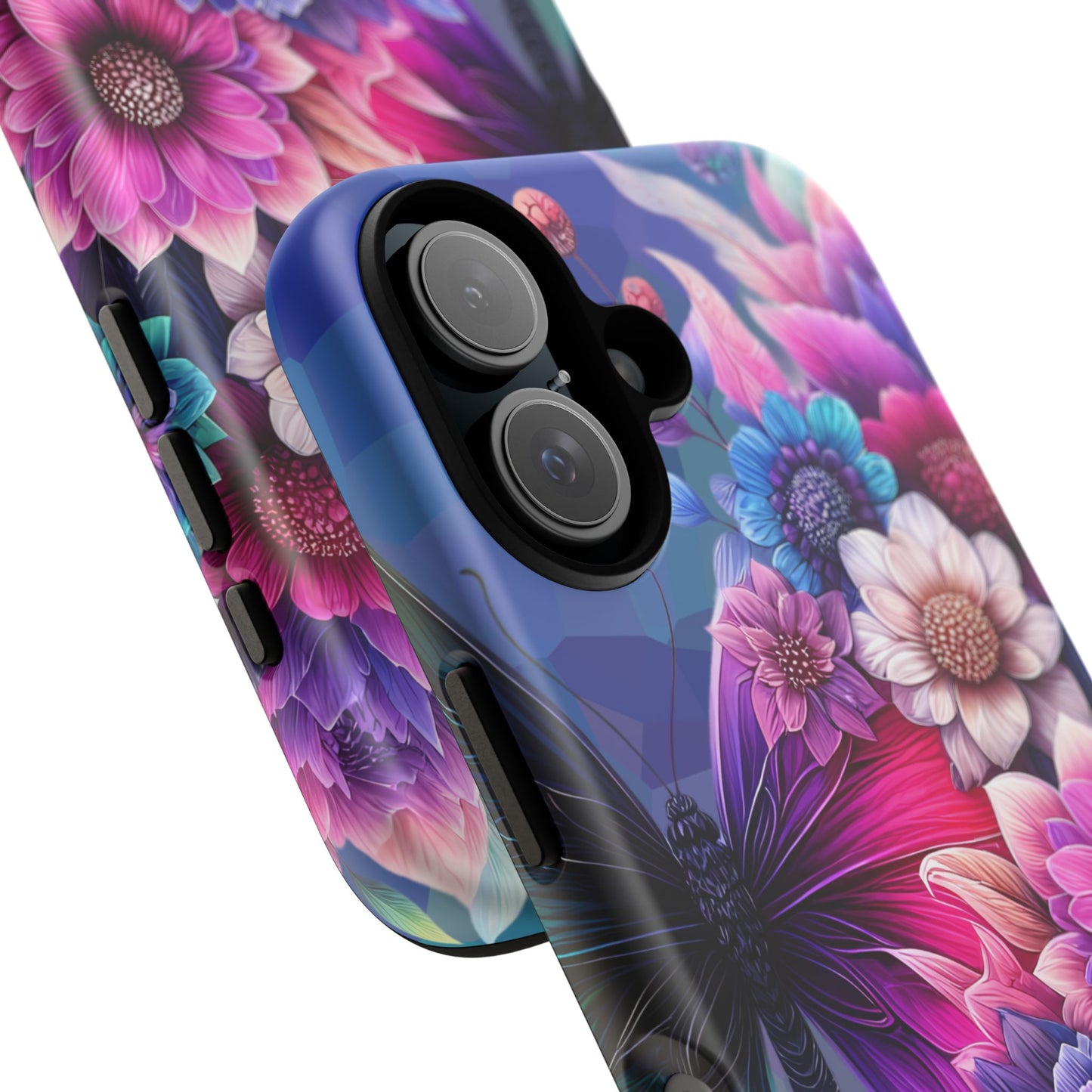 Butterfly Bloom Tough Phone Case — Vibrant Purple Blossom Protective Cover