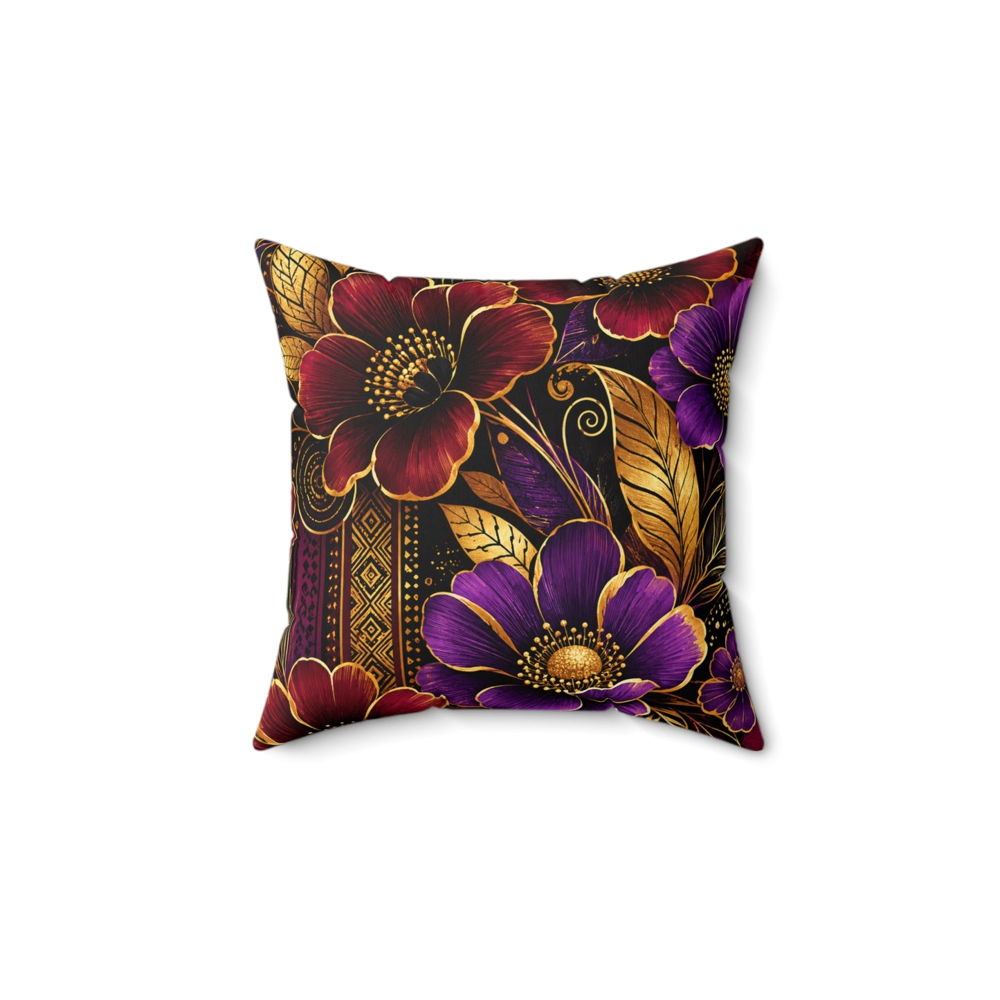 Zuri Garden Decorative Pillow — Rich Burgundy & Purple Garden Accent