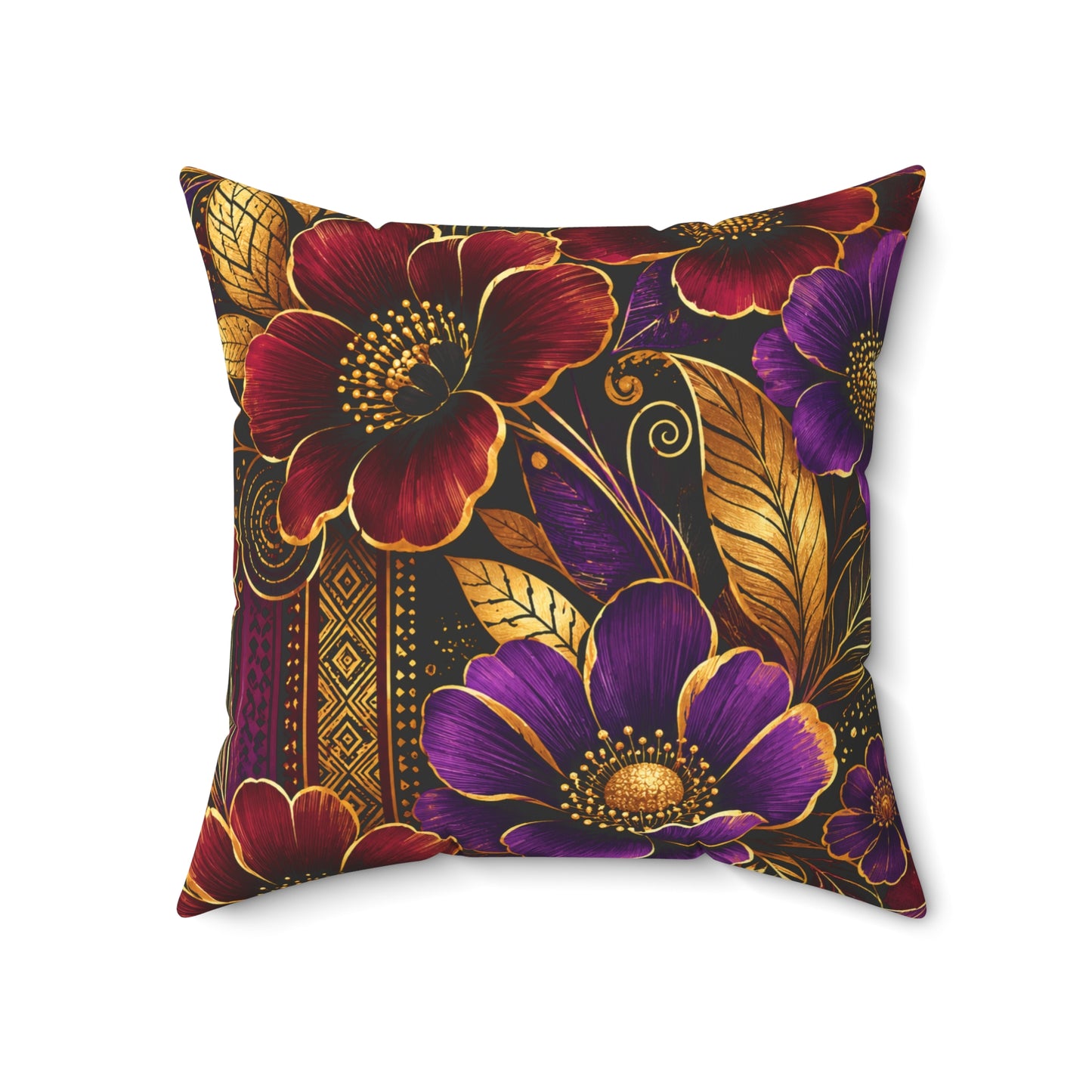Zuri Garden Decorative Pillow — Rich Burgundy & Purple Garden Accent