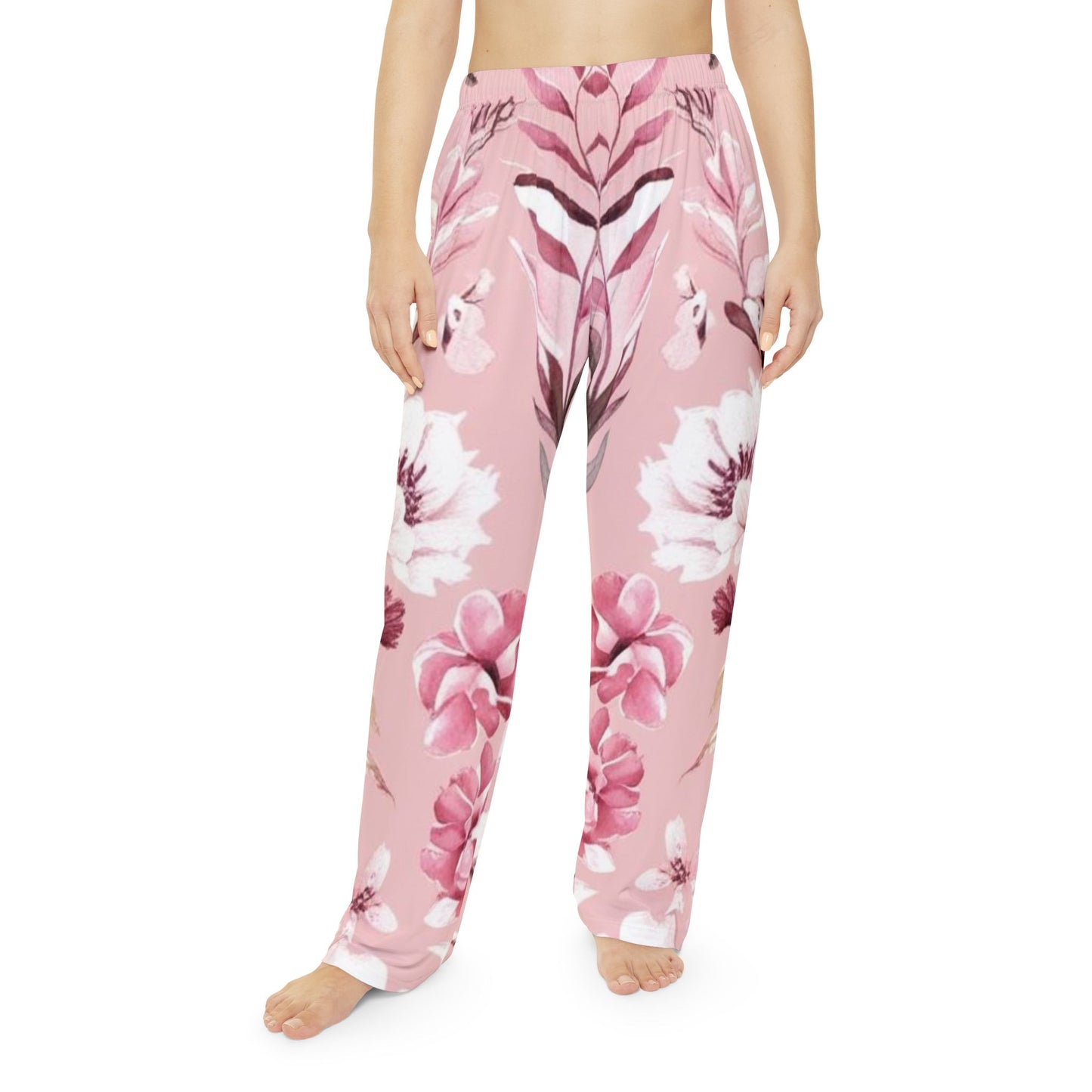 Pink & White Floral Women's Pajama Pants (AOP)