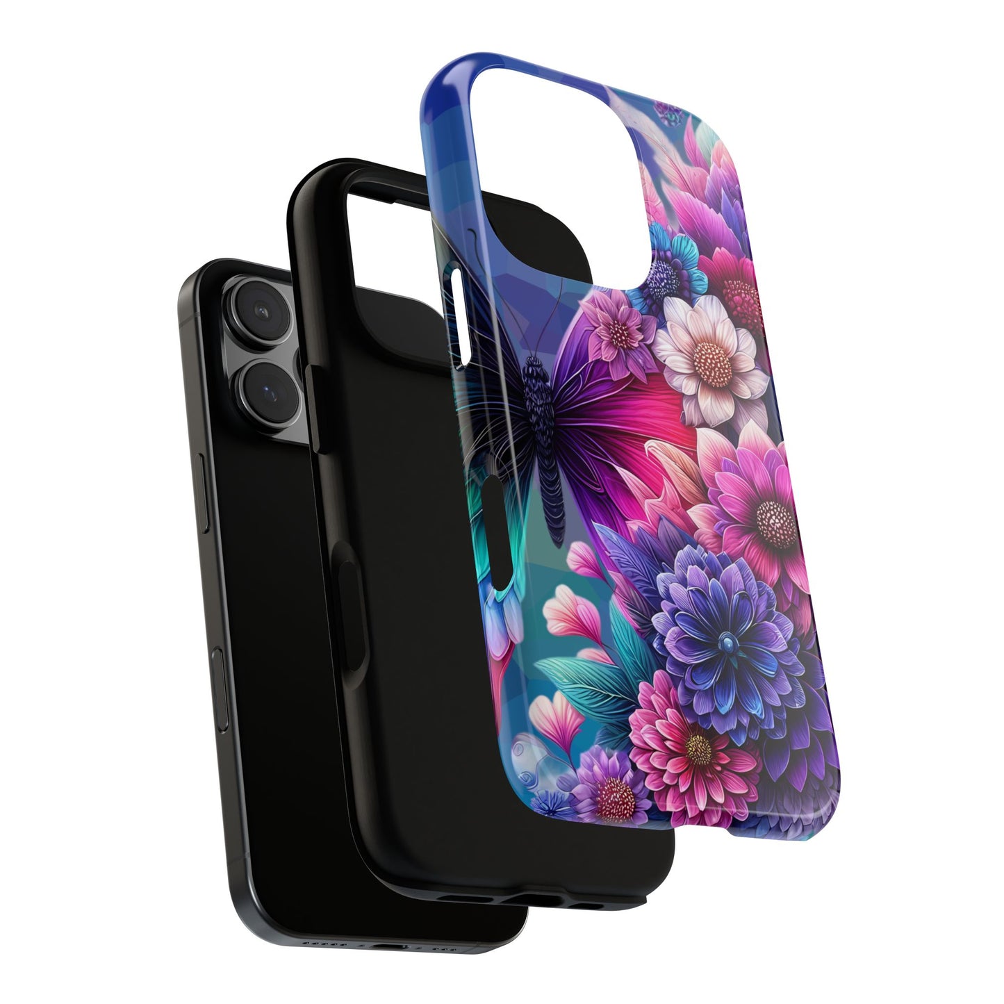 Butterfly Bloom Tough Phone Case — Vibrant Purple Blossom Protective Cover