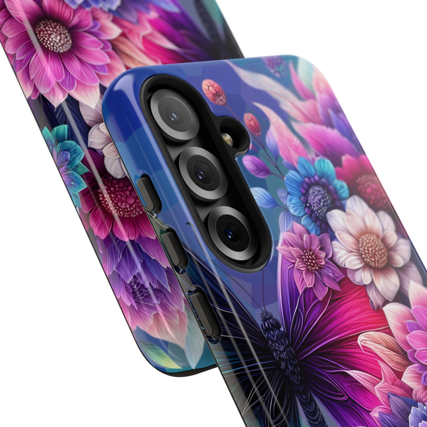 Butterfly Bloom Tough Phone Case — Vibrant Purple Blossom Protective Cover