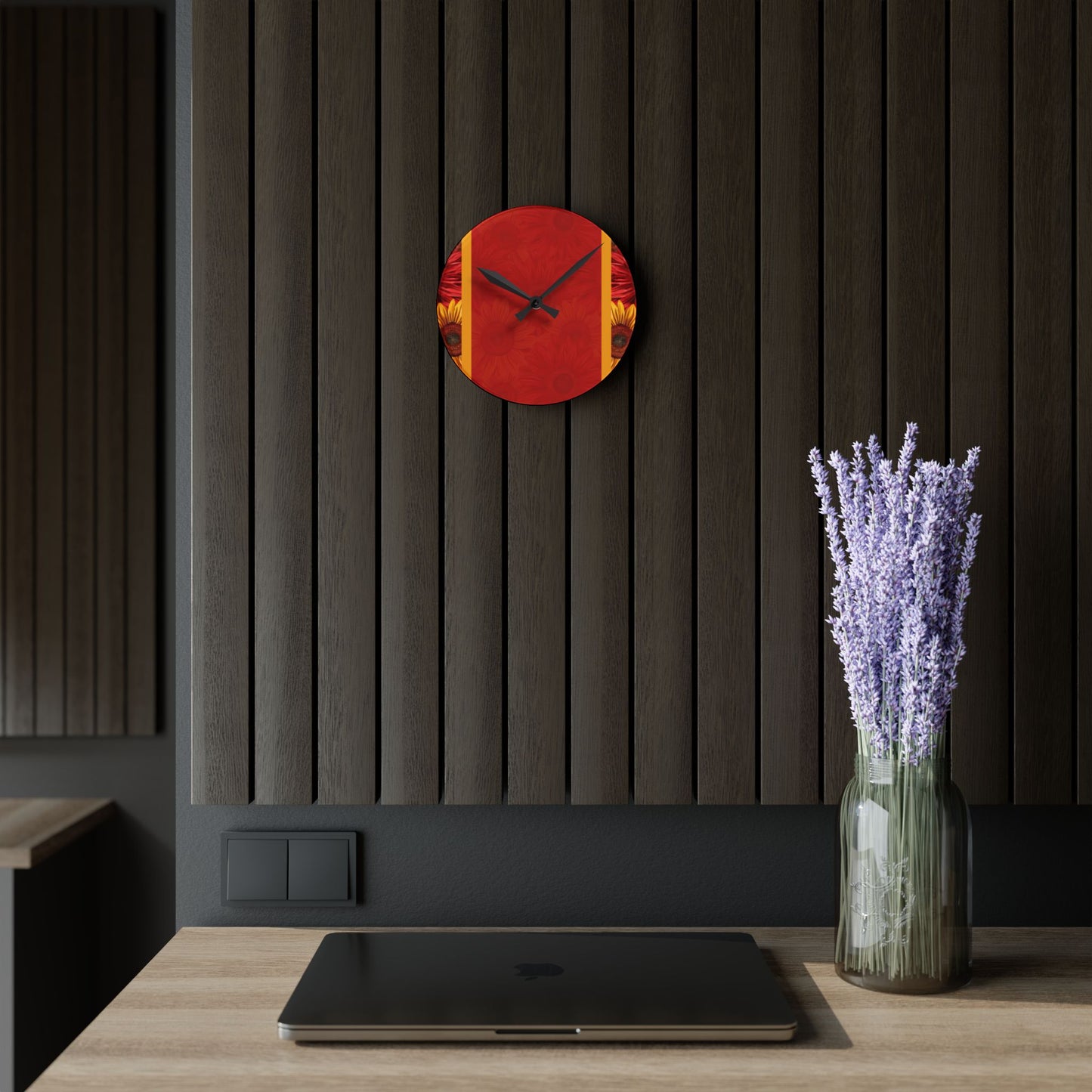 Crimson Gold Acrylic Wall Clock