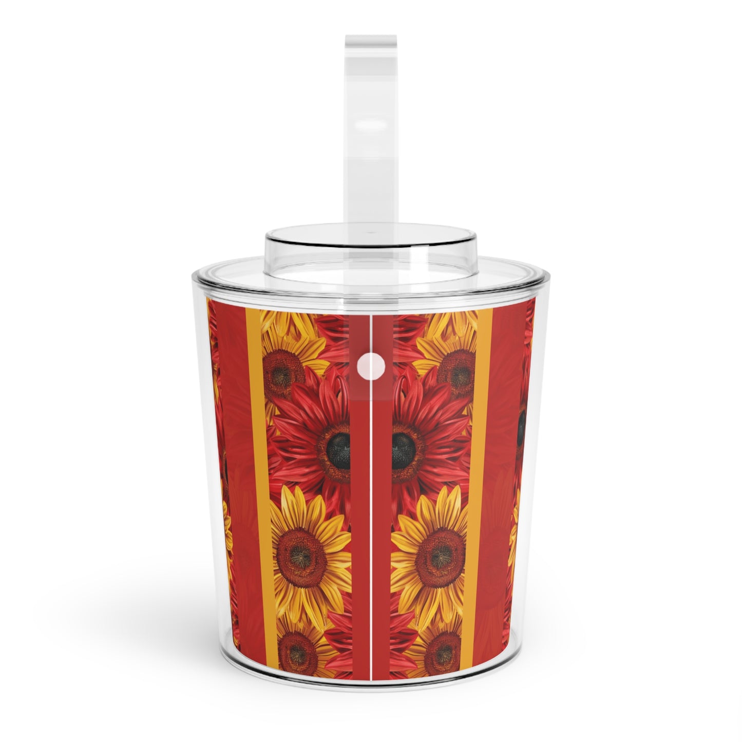 Crimson Gold Ice Bucket with Tongs