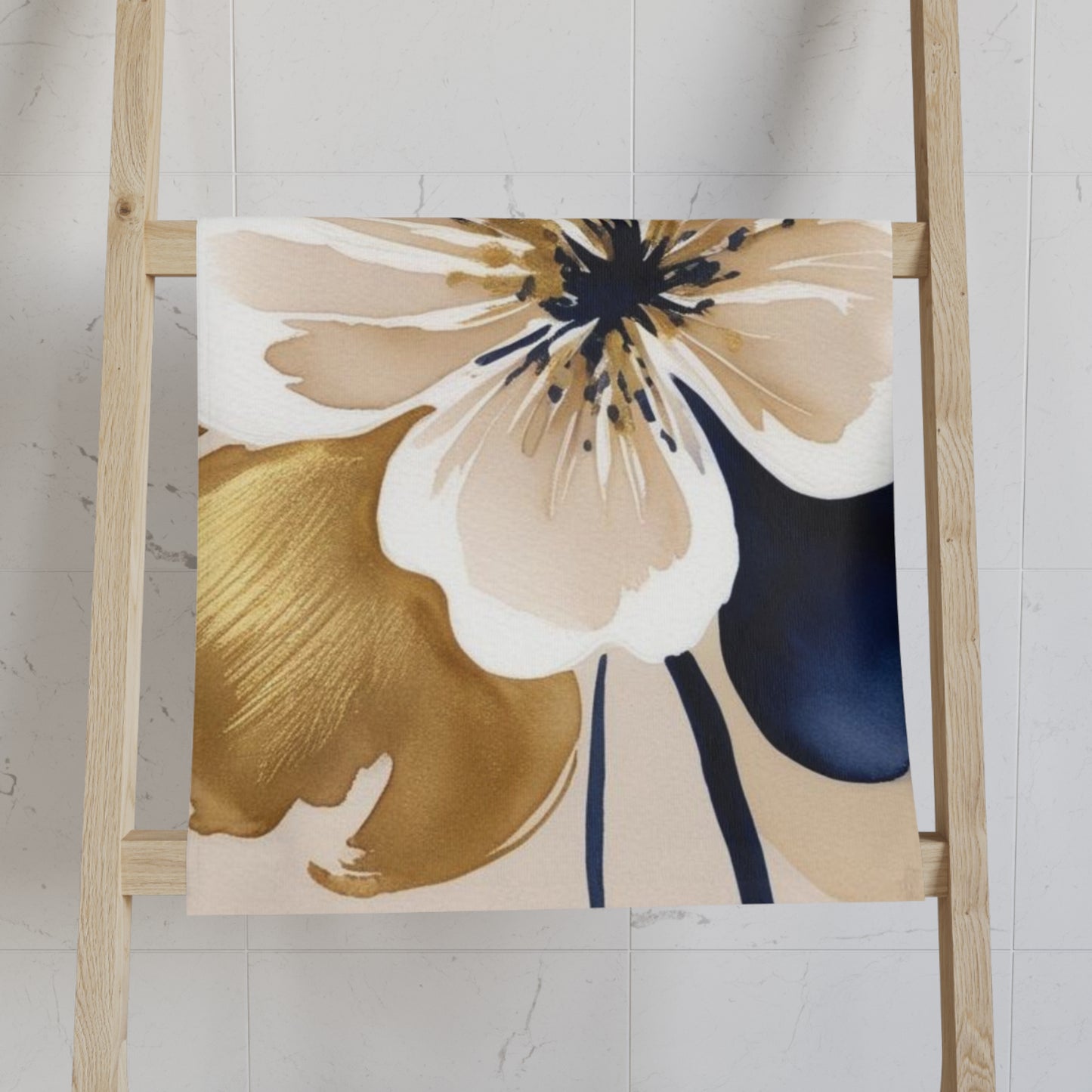 Floral Gold & Navy Hand Towel