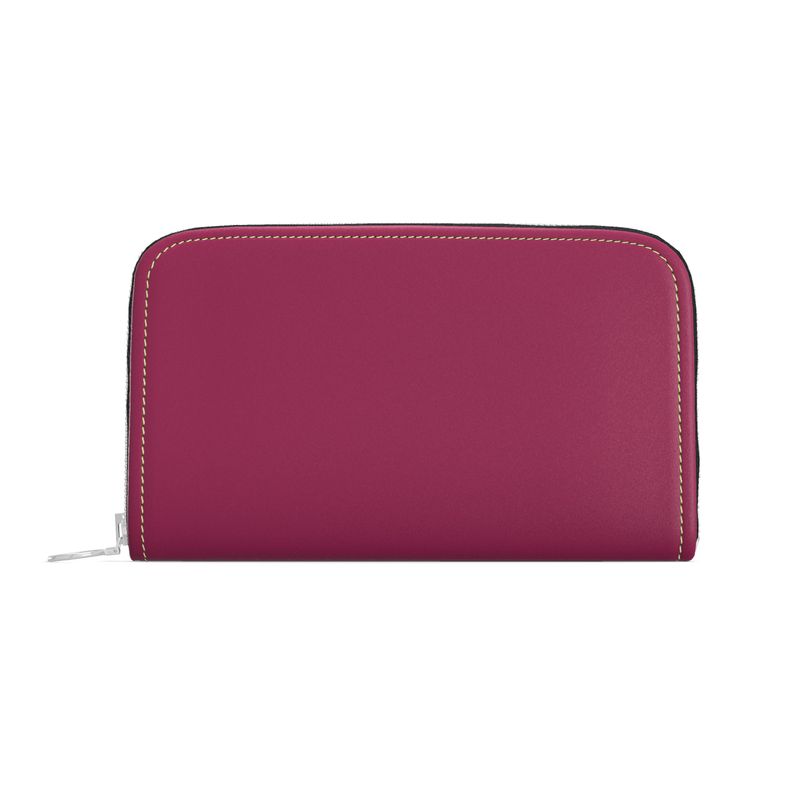 Fuchsia Leather Zip Wallet