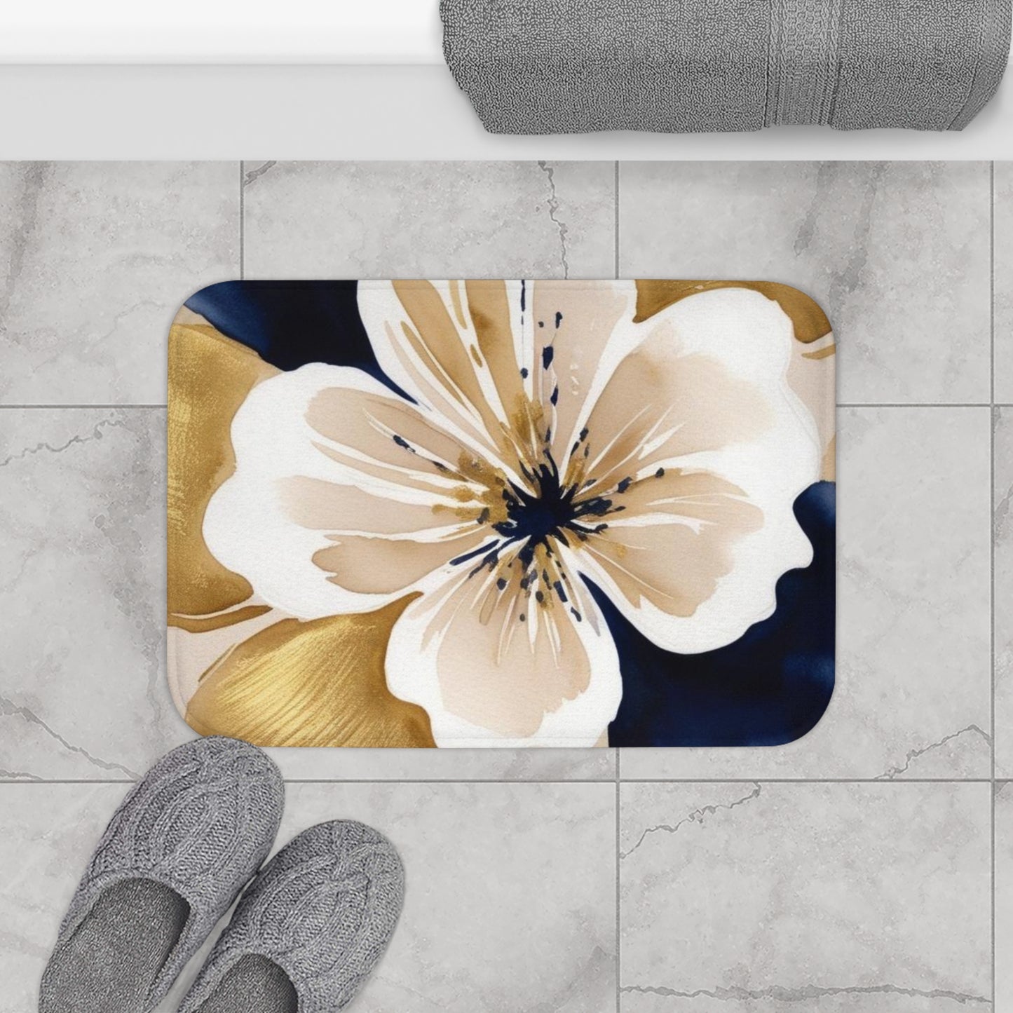 Abstract Floral Bath Mat