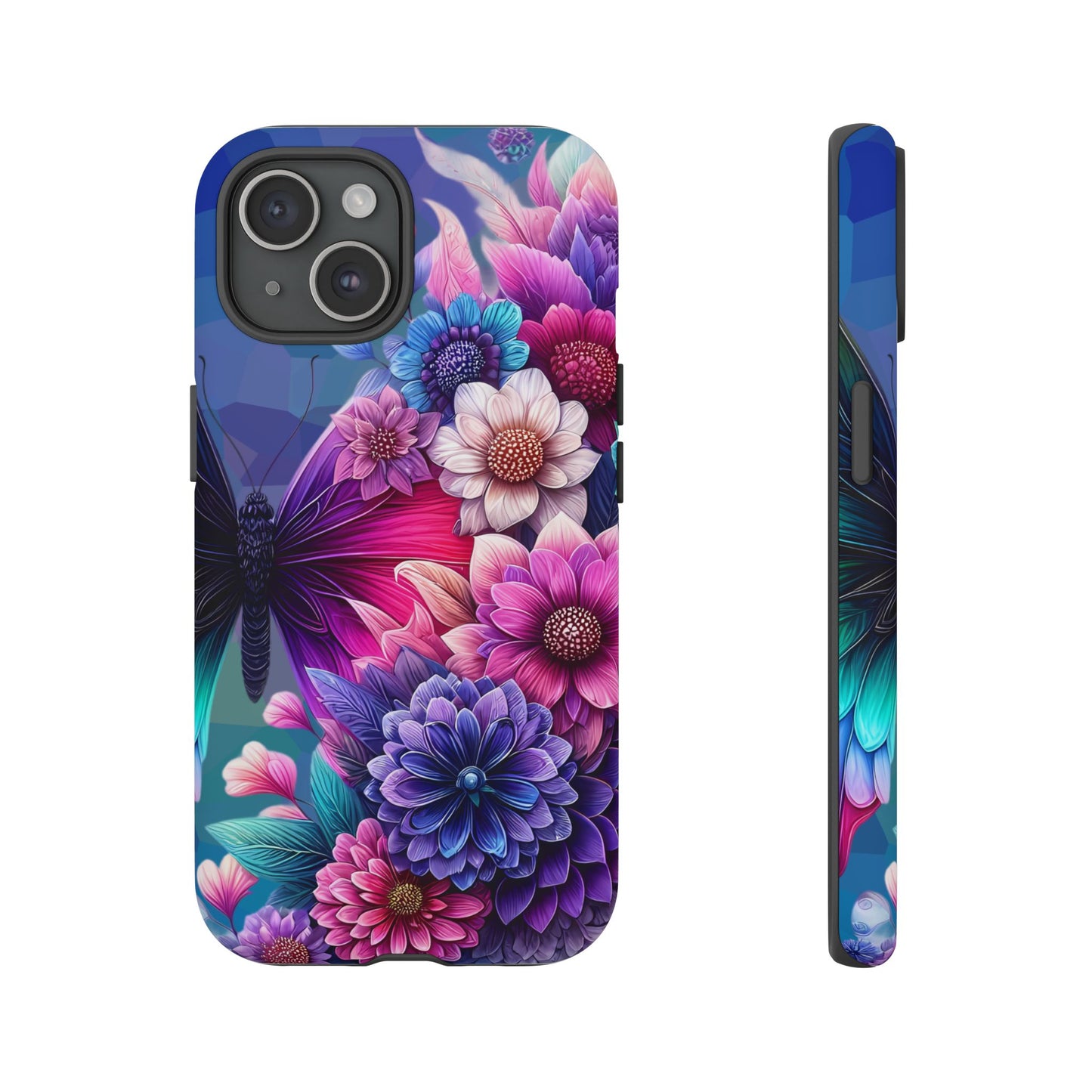 Butterfly Bloom Tough Phone Case — Vibrant Purple Blossom Protective Cover