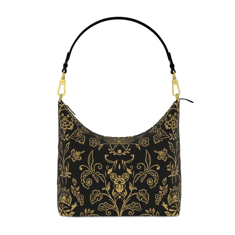 Midnight Filigree Square Hobo Bag