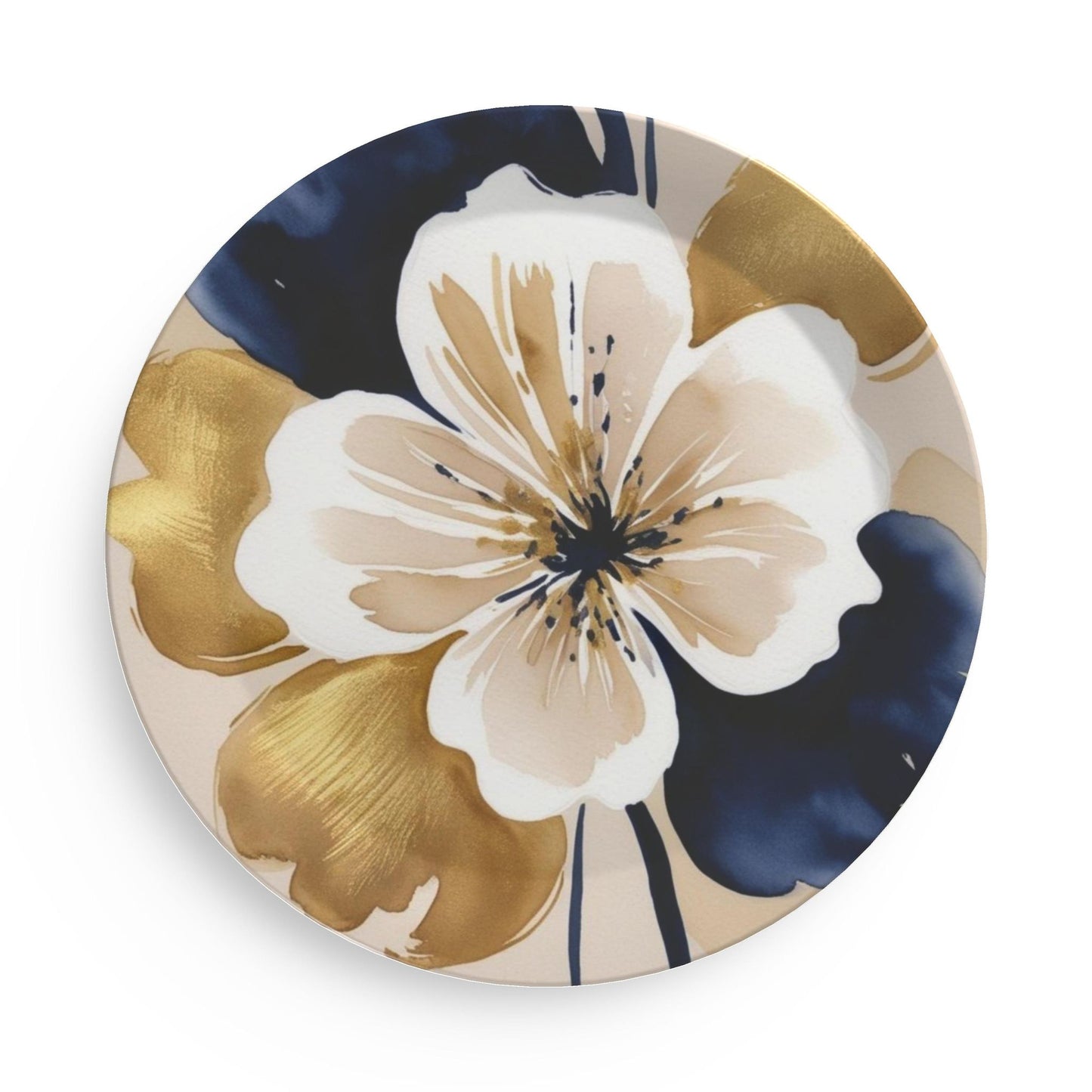 Floral Gold & Navy Party Plates