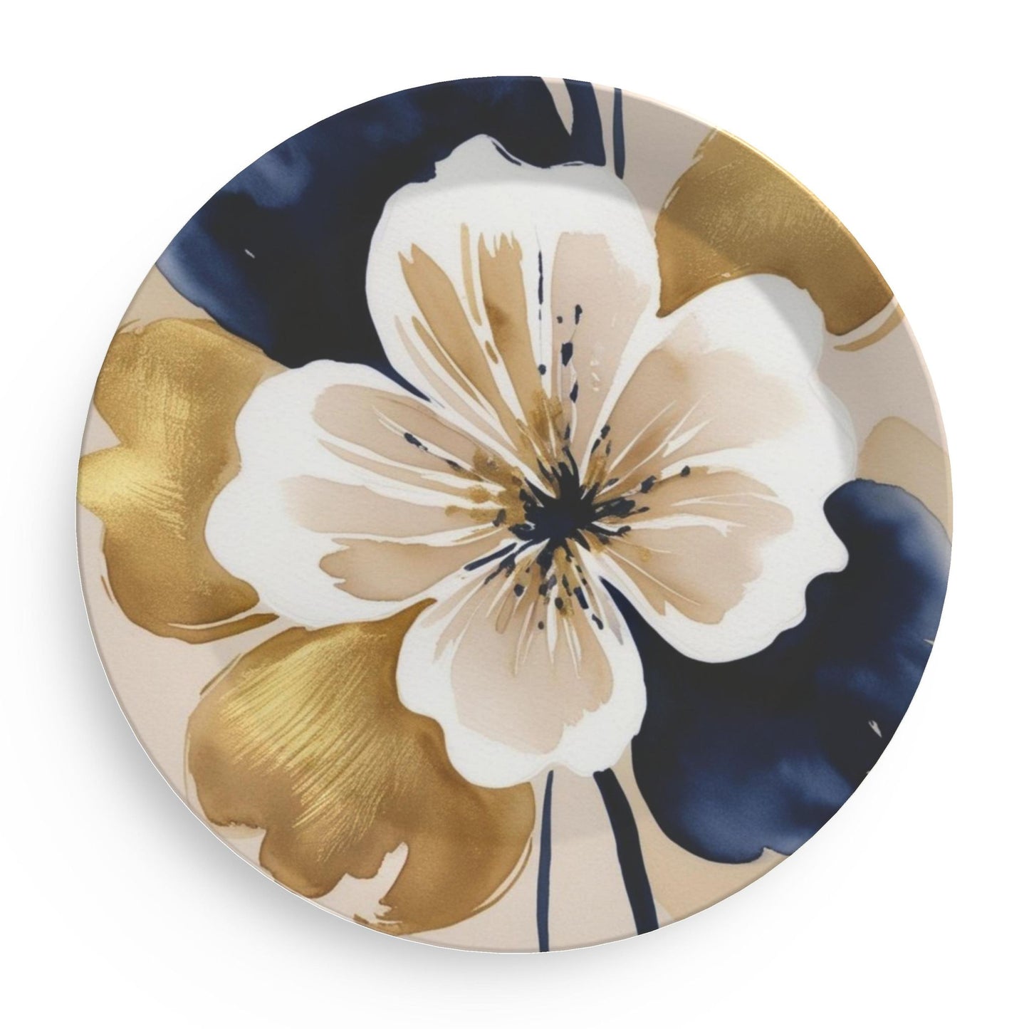 Floral Gold & Navy Party Plates
