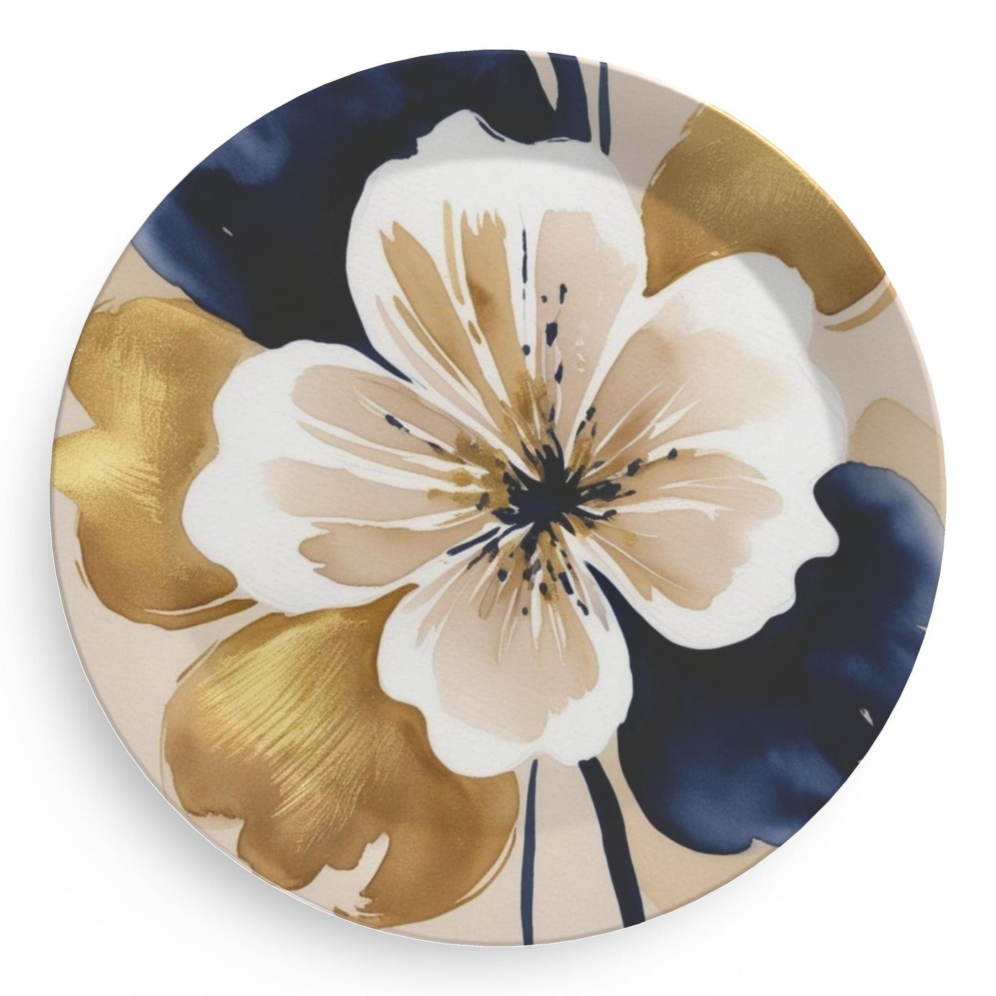 Floral Gold & Navy Party Plates