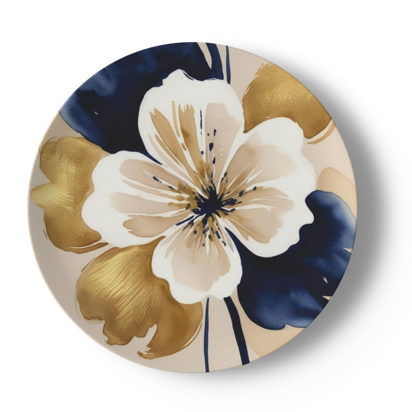 Floral Gold & Navy China Plates