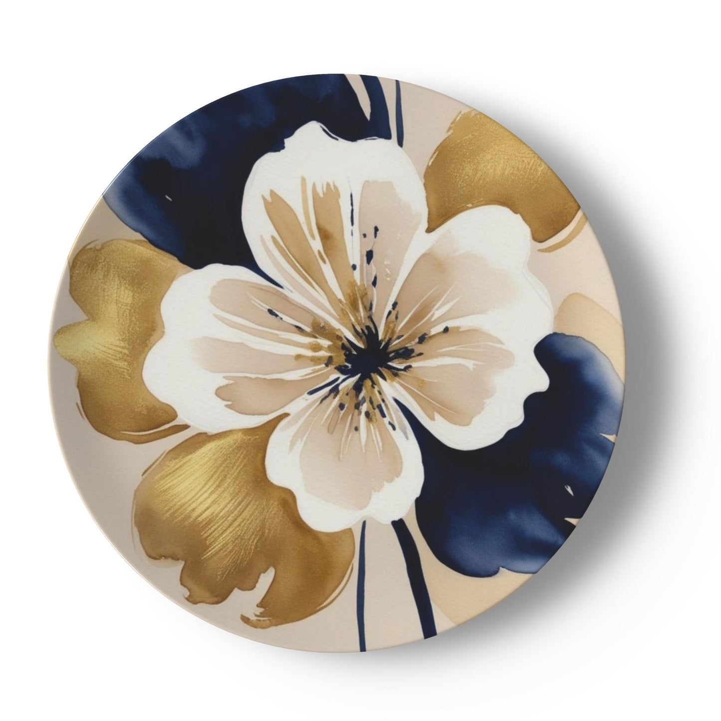 Floral Gold & Navy China Plates