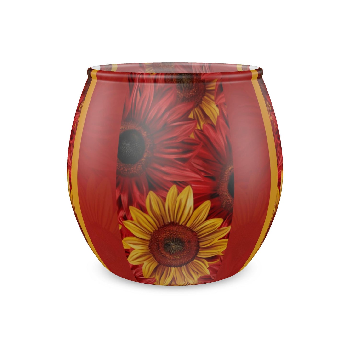 Crimson Gold Glass Tealight Candle Holder