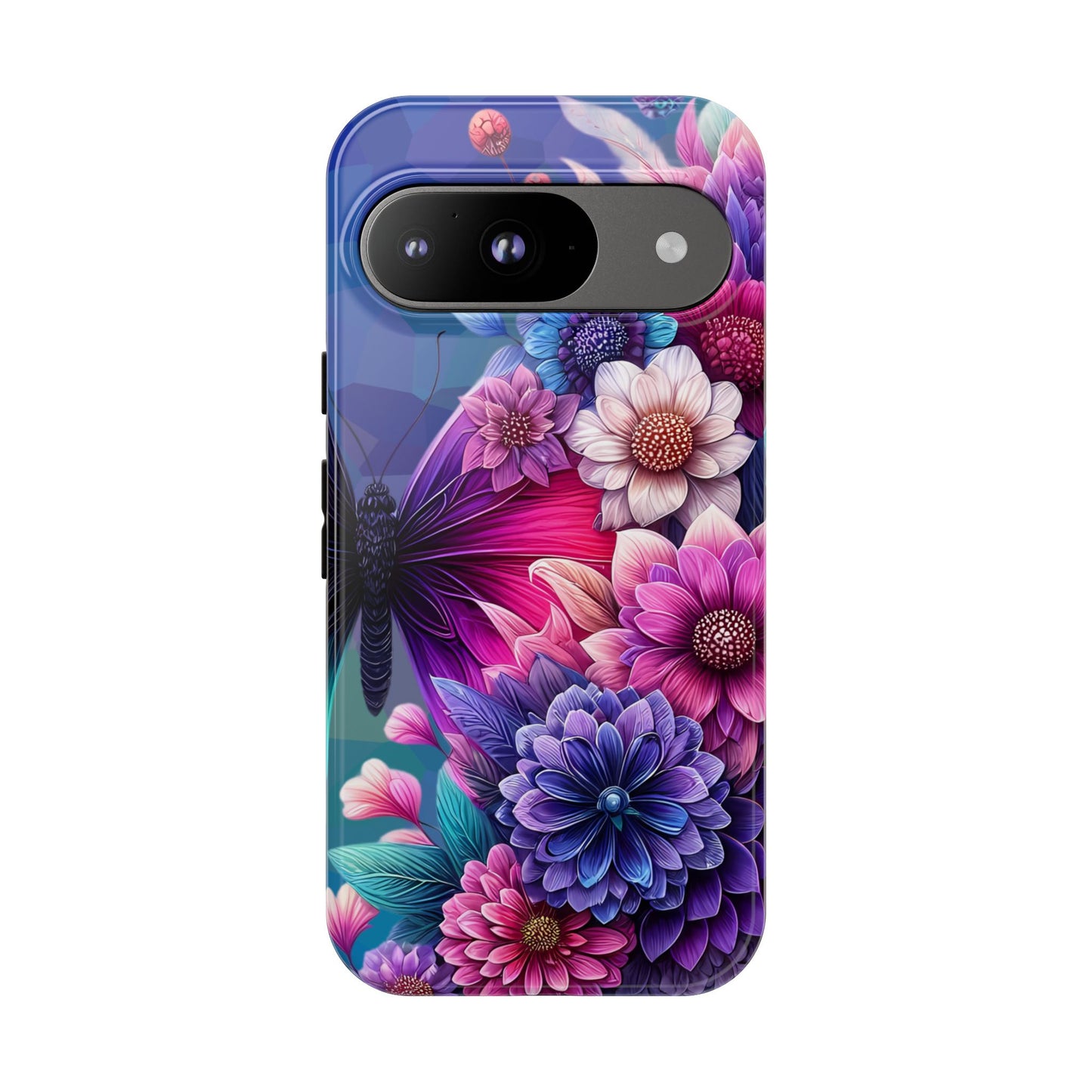 Butterfly Bloom Tough Phone Case — Vibrant Purple Blossom Protective Cover