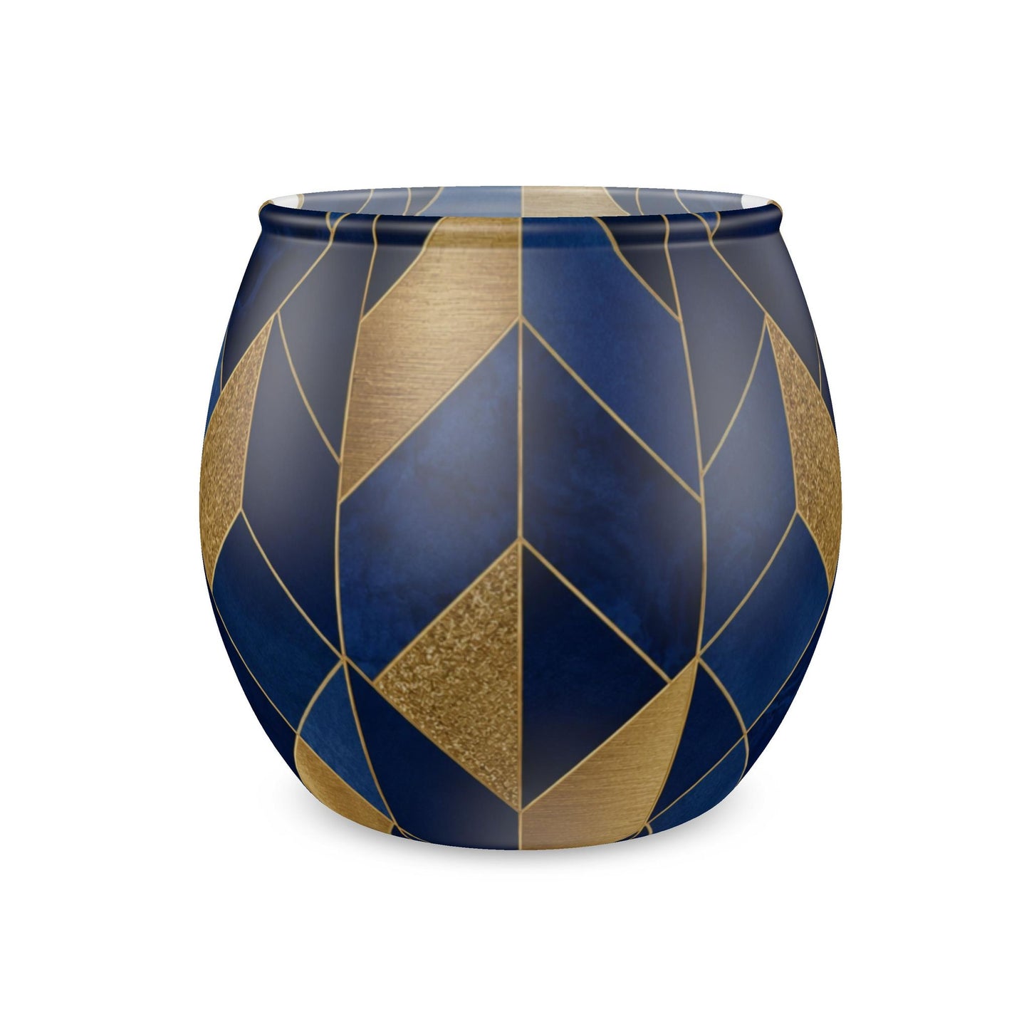Sapphire Symmetry Glass Tealight Candle Holder