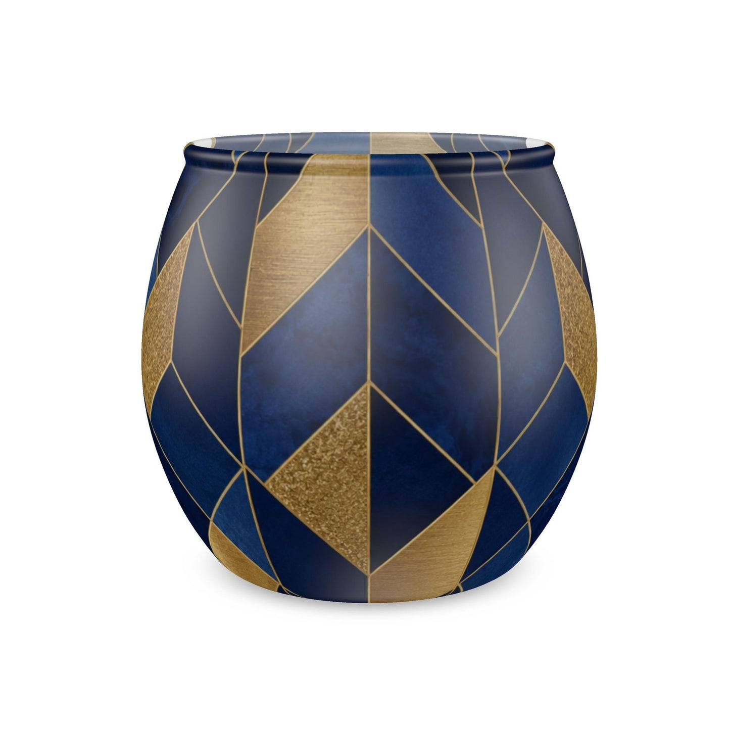 Sapphire Symmetry Glass Tealight Candle Holder