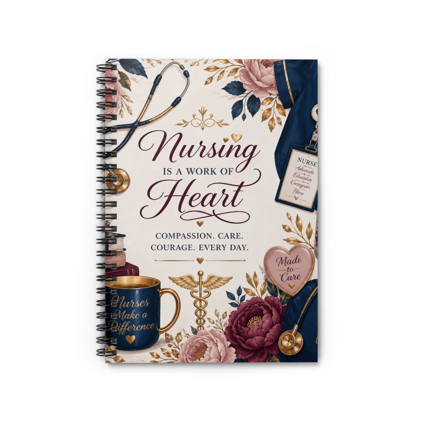 Nursing Is a Work of Heart Spiral Notebook — Ruled Journal for Nurses/Nursing Students/CNAs