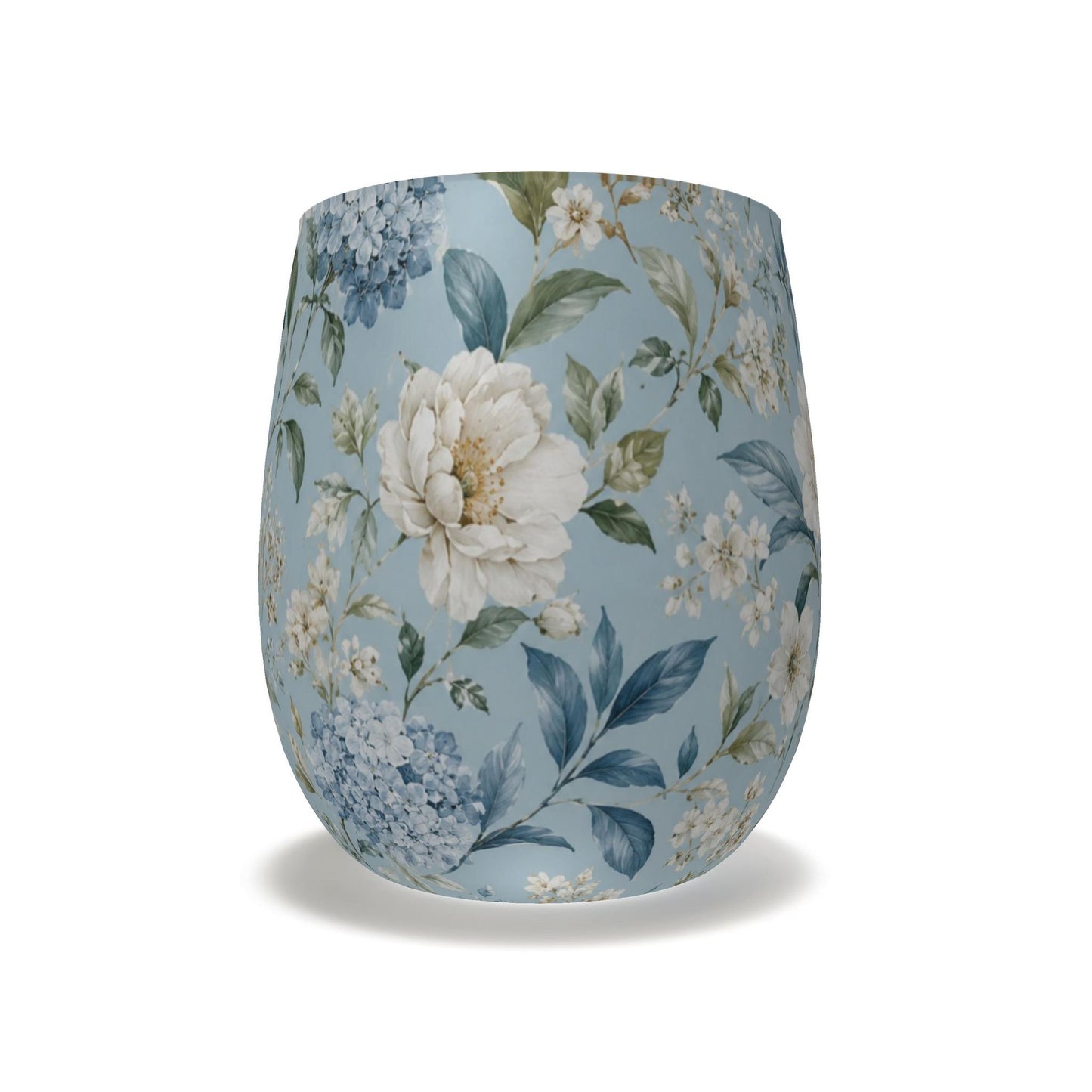 Blue Vintage Hydrangea & Peony Water Glass