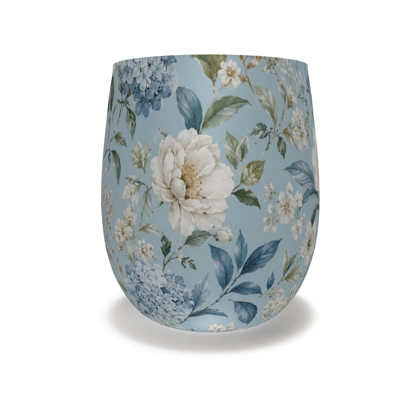 Blue Vintage Hydrangea & Peony Water Glass
