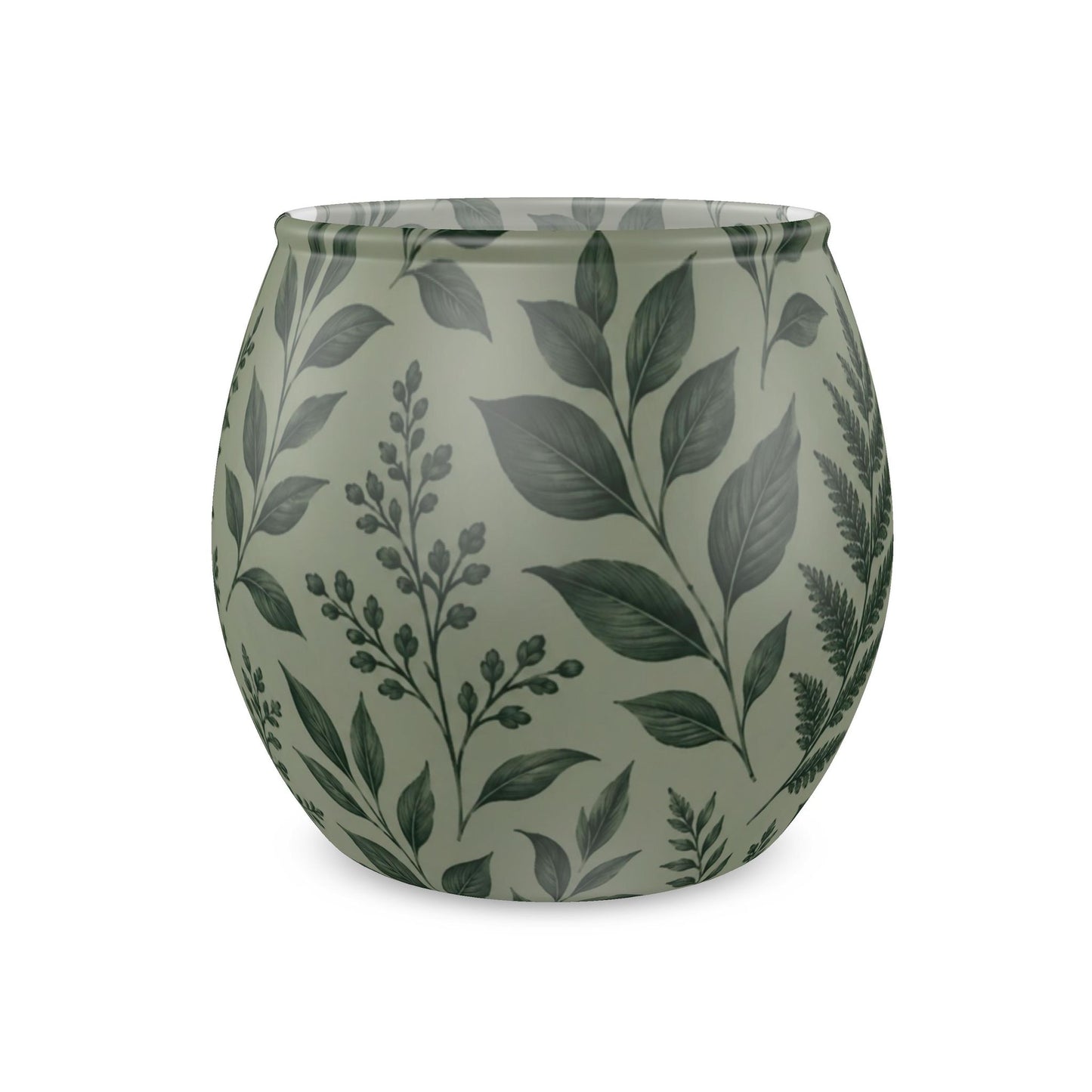 Botanical Green Leaf Glass Tealight Candle Holder