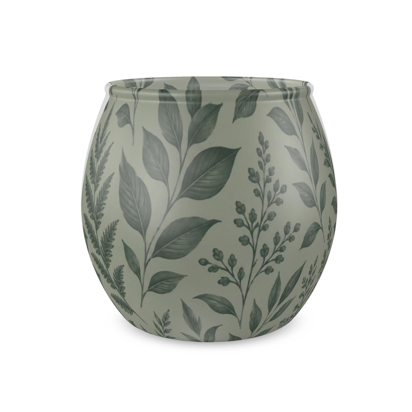 Botanical Green Leaf Glass Tealight Candle Holder