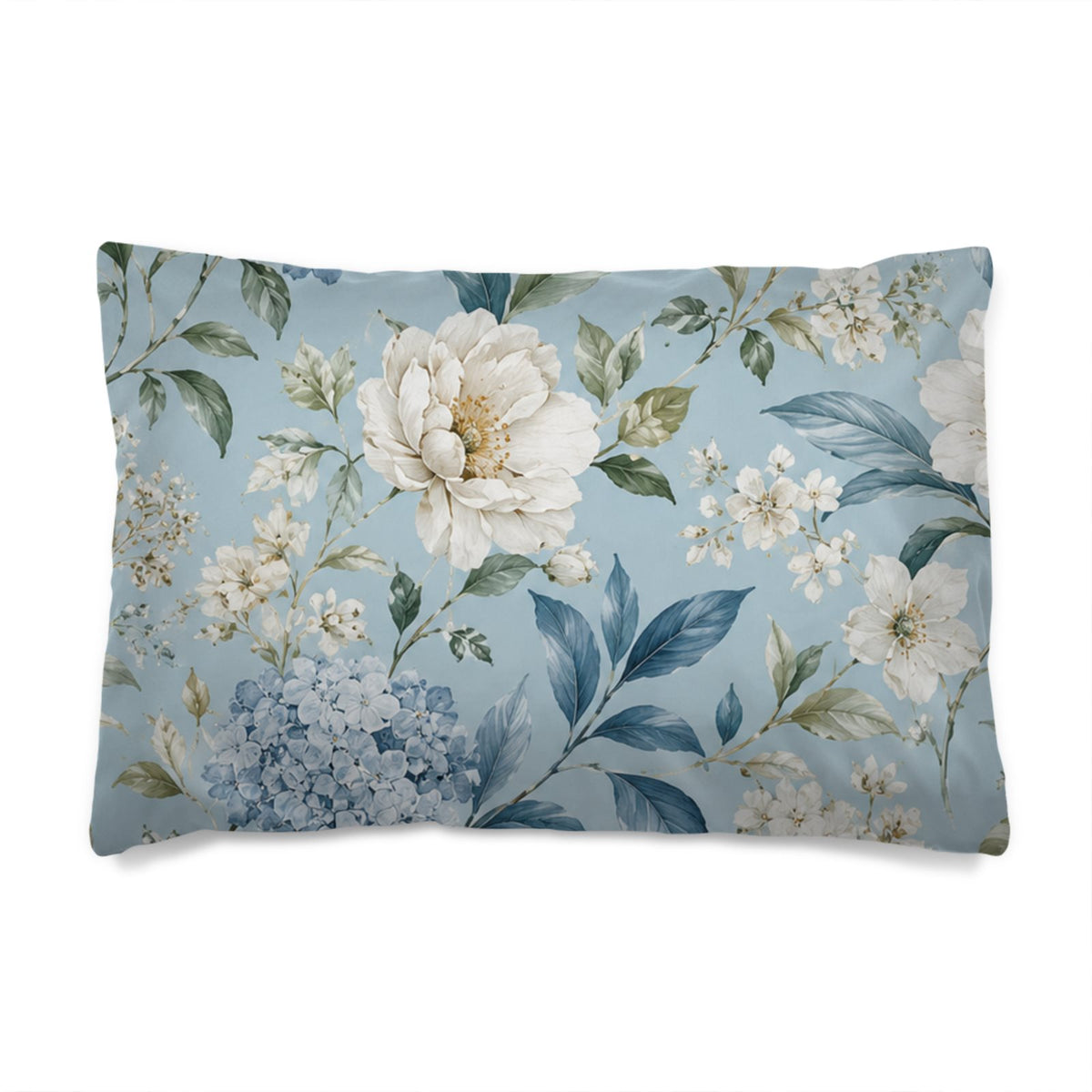 Blue Vintage Hydrangea & Peony Flat Sheet