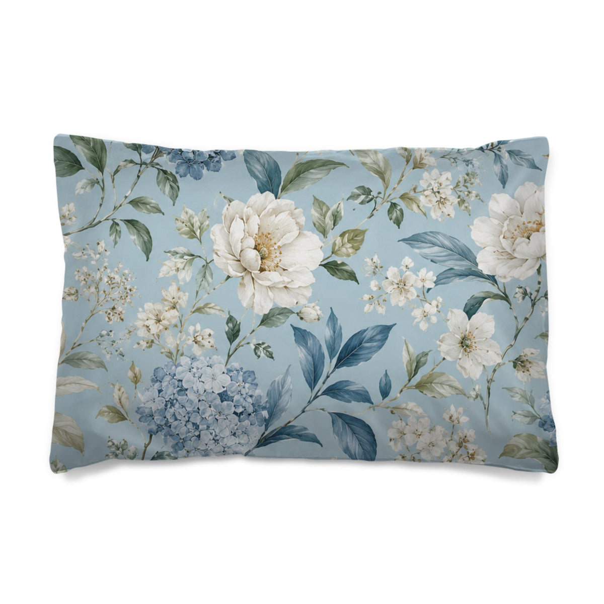 Blue Vintage Hydrangea & Peony Flat Sheet