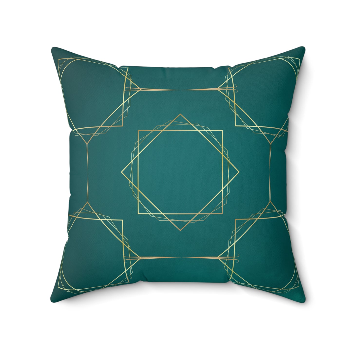 Gilded Elegance (Dark Teal) Polyester Square Pillow