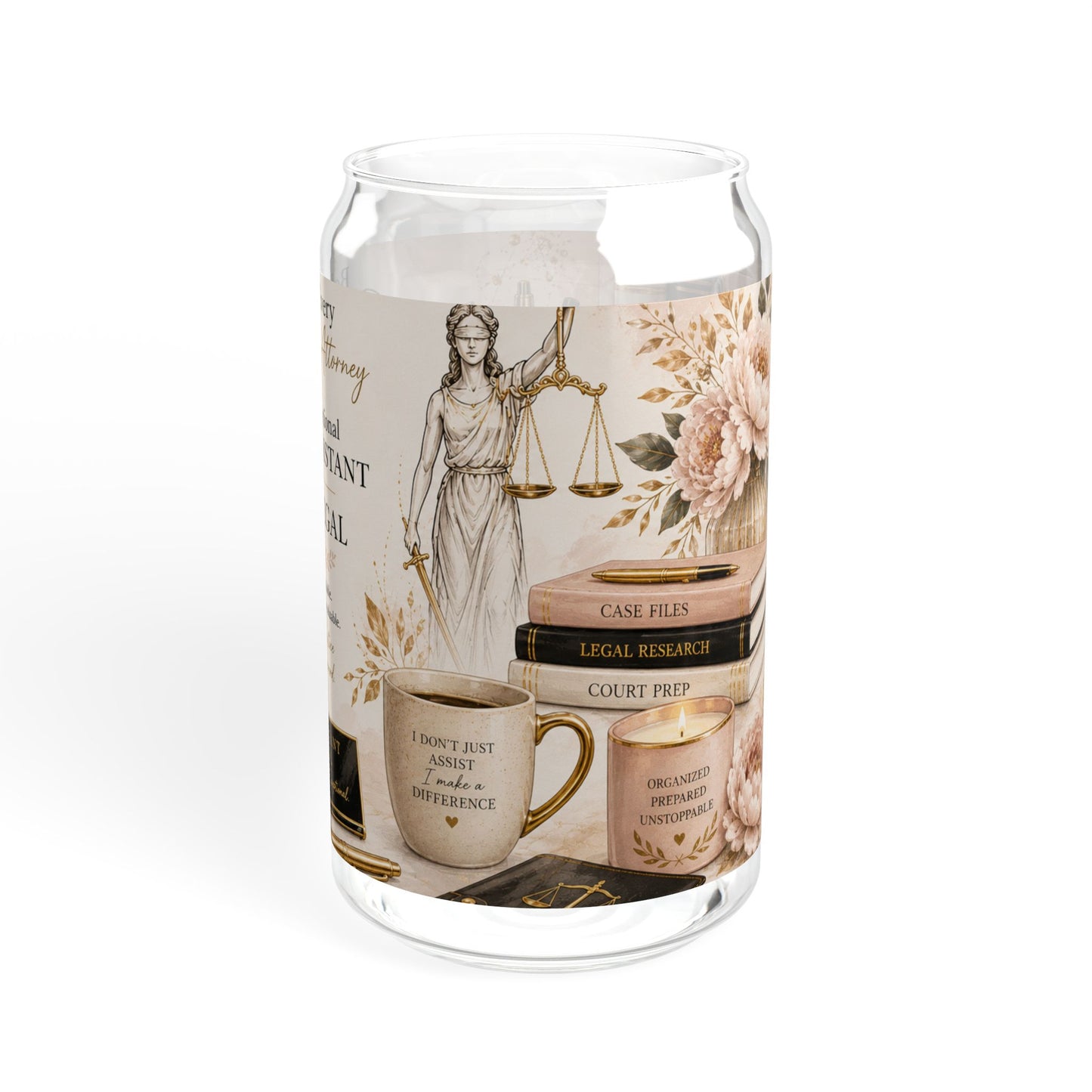 Counsel & Confidence: Paralegal or Legal Asst. Sipper Glass – 16oz Mason Tumbler with Straw (Appreciation Gift)