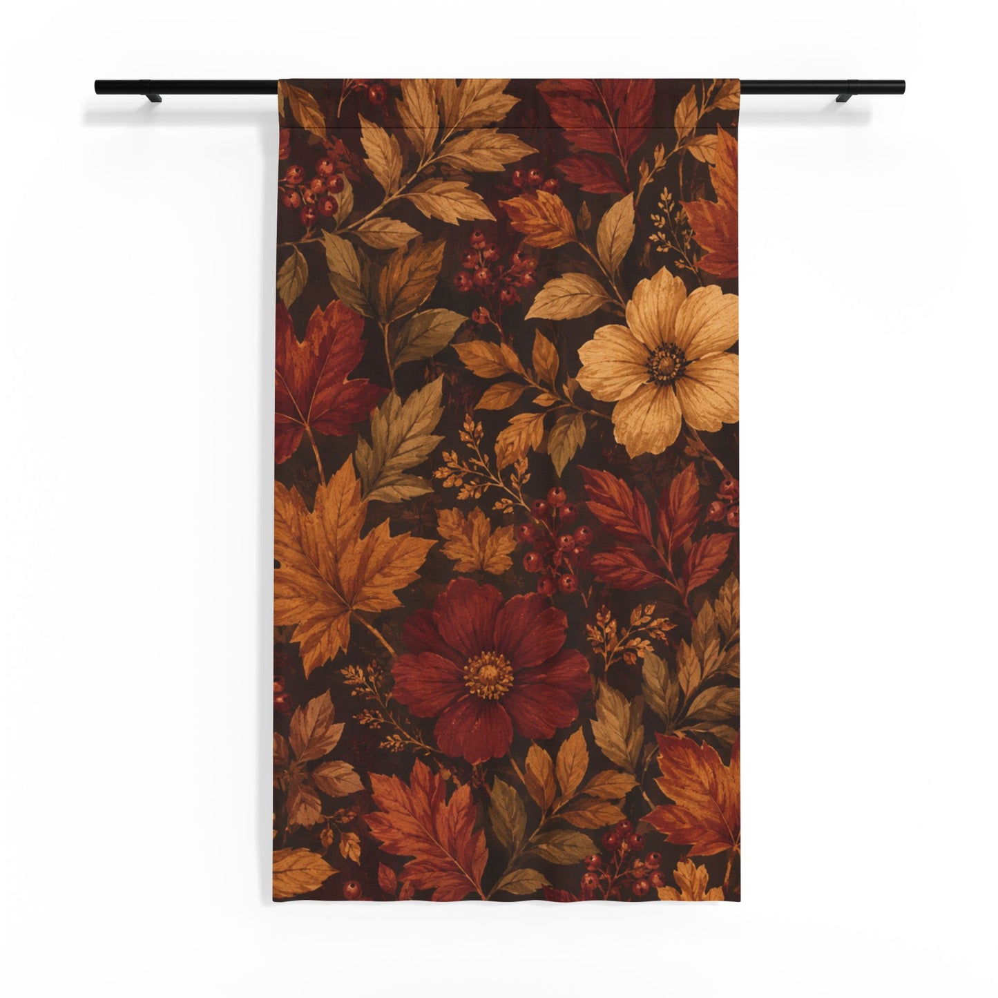 Rustic Fall Sheer Curtain — Warm Fall Floral Window Drapes