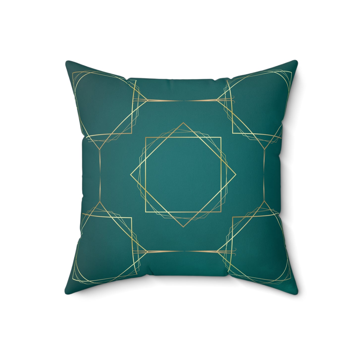 Gilded Elegance (Dark Teal) Polyester Square Pillow