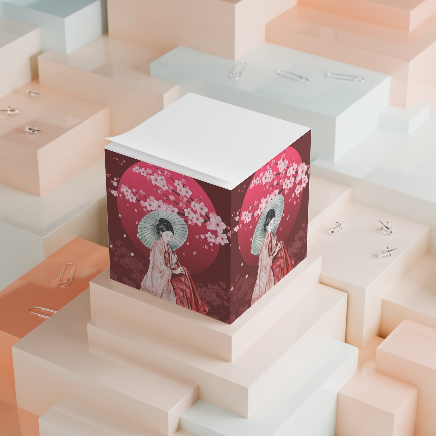 Cherry Blossoms Cherry Moon Note Cube