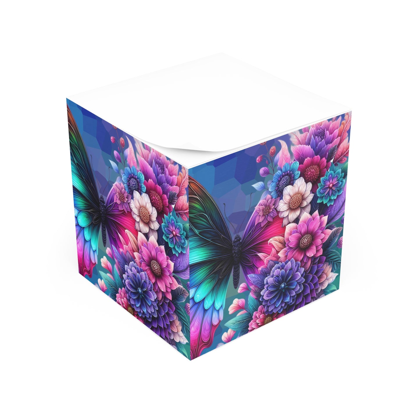 Butterfly Bloom Note Cube — Colorful Sticky Memo Block