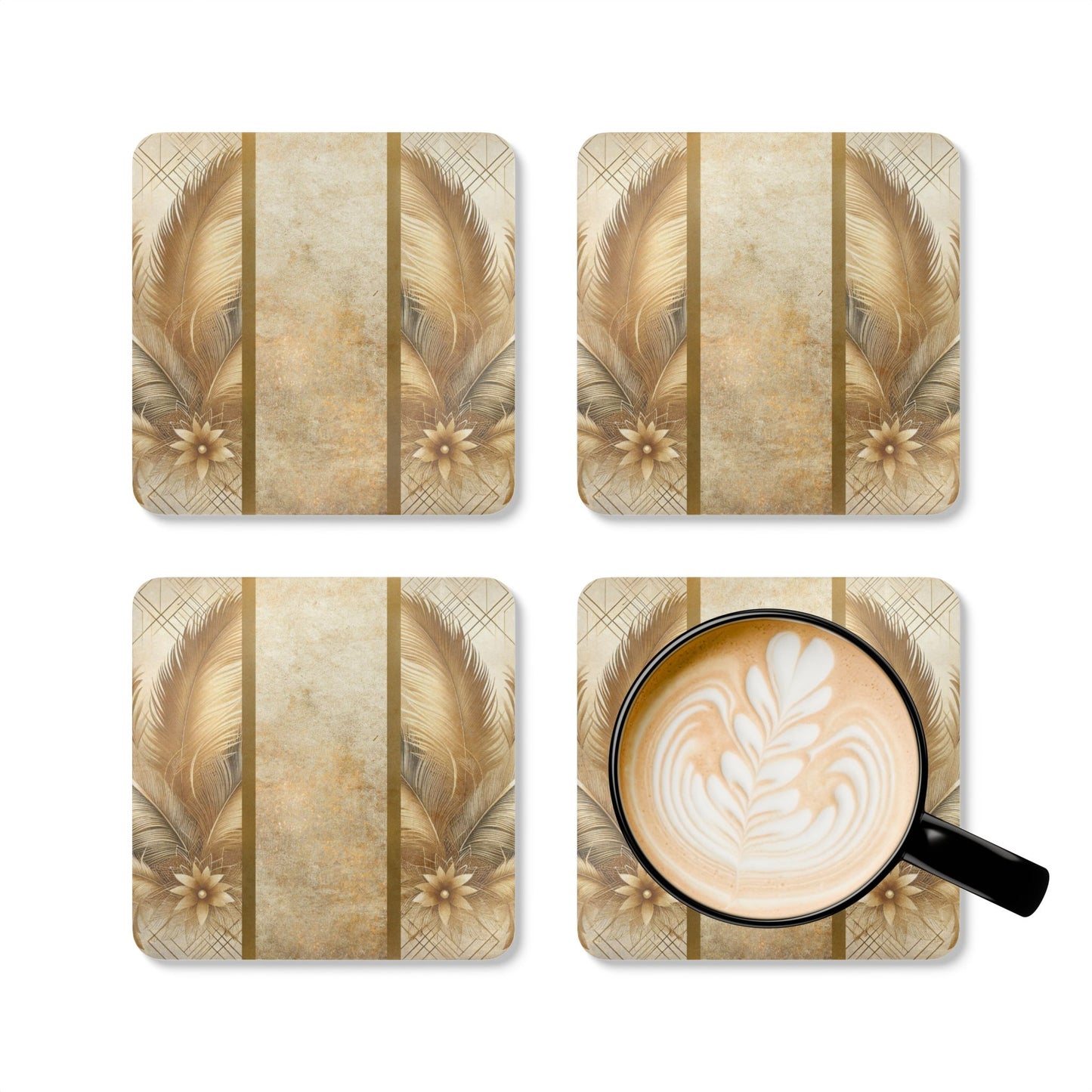 Fitzgerald Plume Cork Coaster Set (4-Pack)