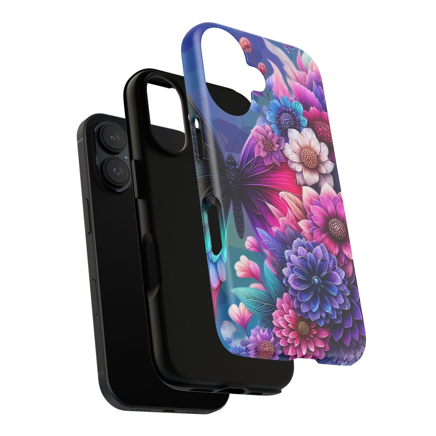 Butterfly Bloom Tough Phone Case — Vibrant Purple Blossom Protective Cover