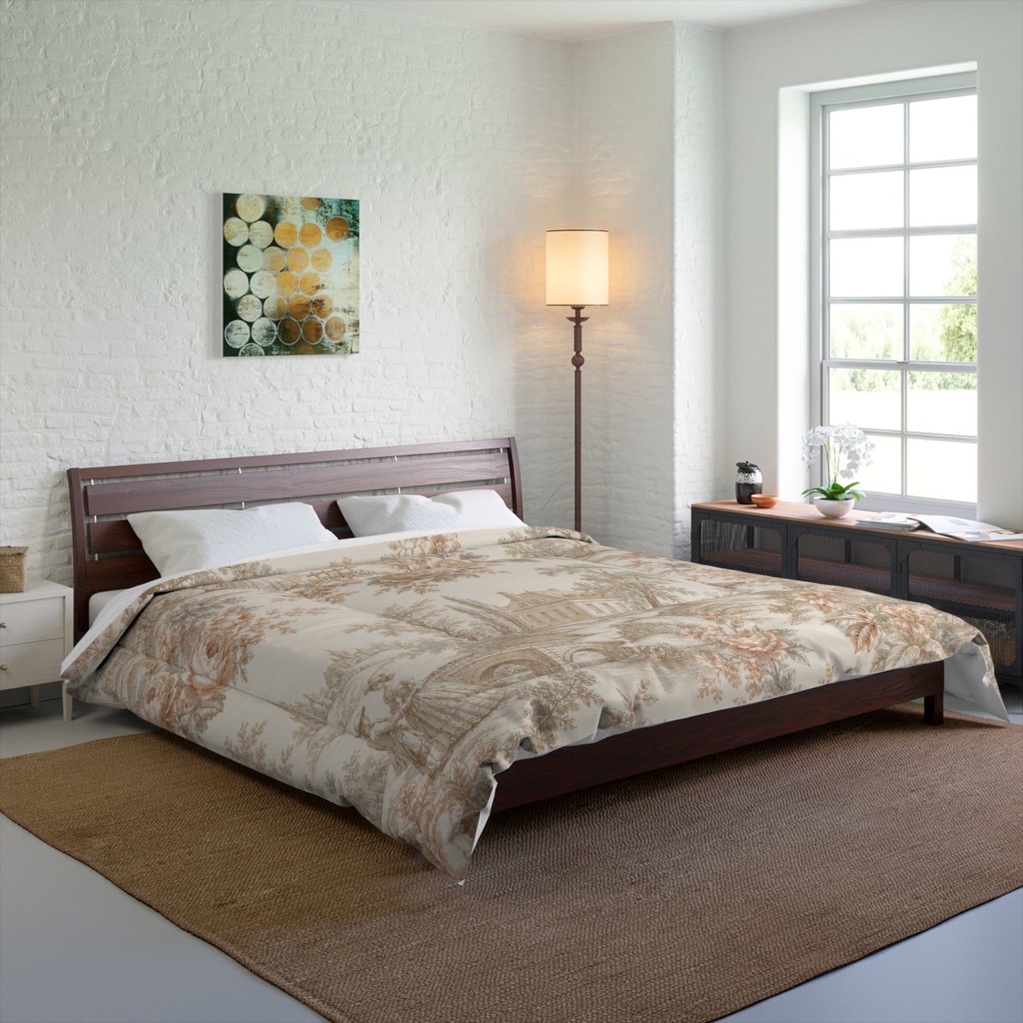 Château Rosé Comforter — Neutral Floral Cottage Bedding