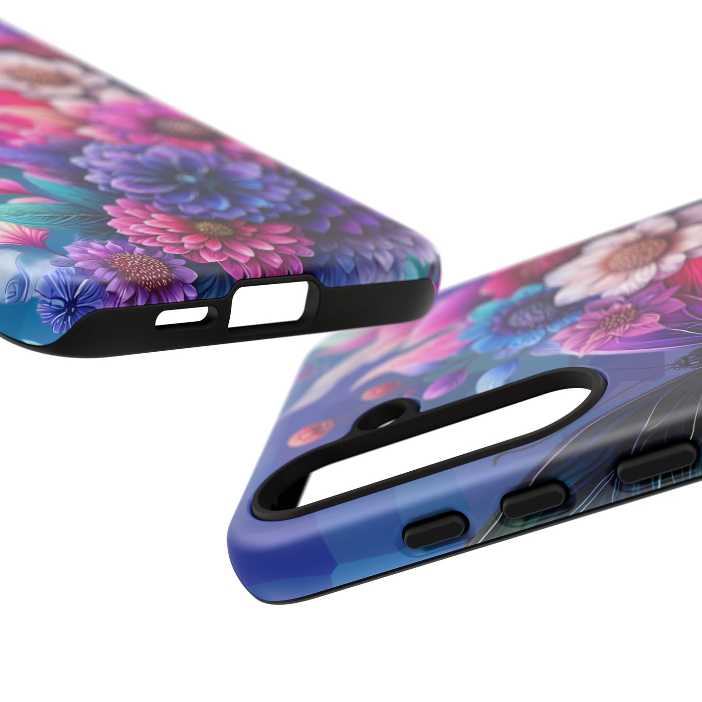 Butterfly Bloom Tough Phone Case — Vibrant Purple Blossom Protective Cover