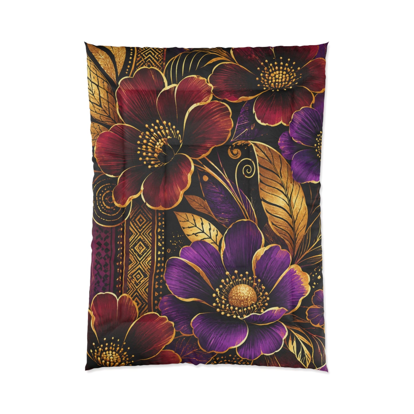 Zuri Garden Comforter - Purple & Burgundy Gold Garden Bedding