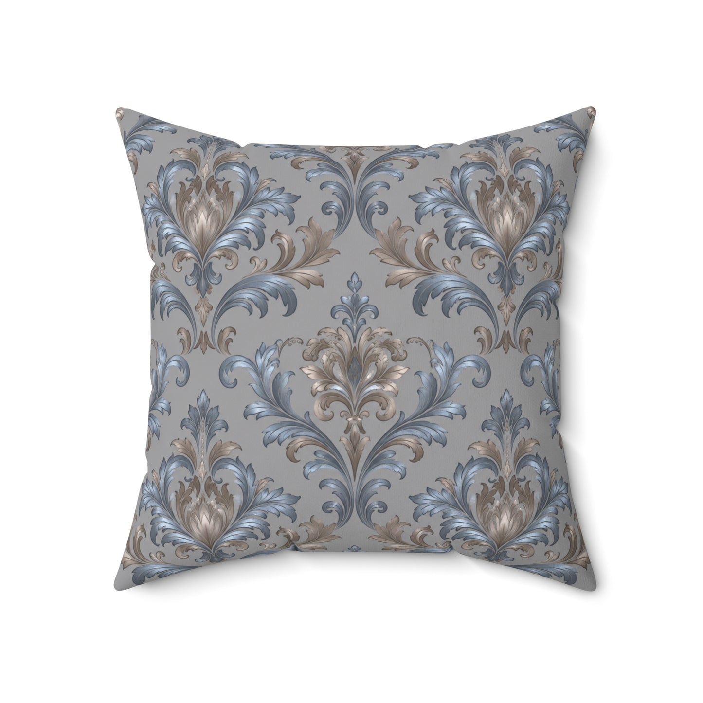 Elegant Blue Gray Damask Throw Pillows