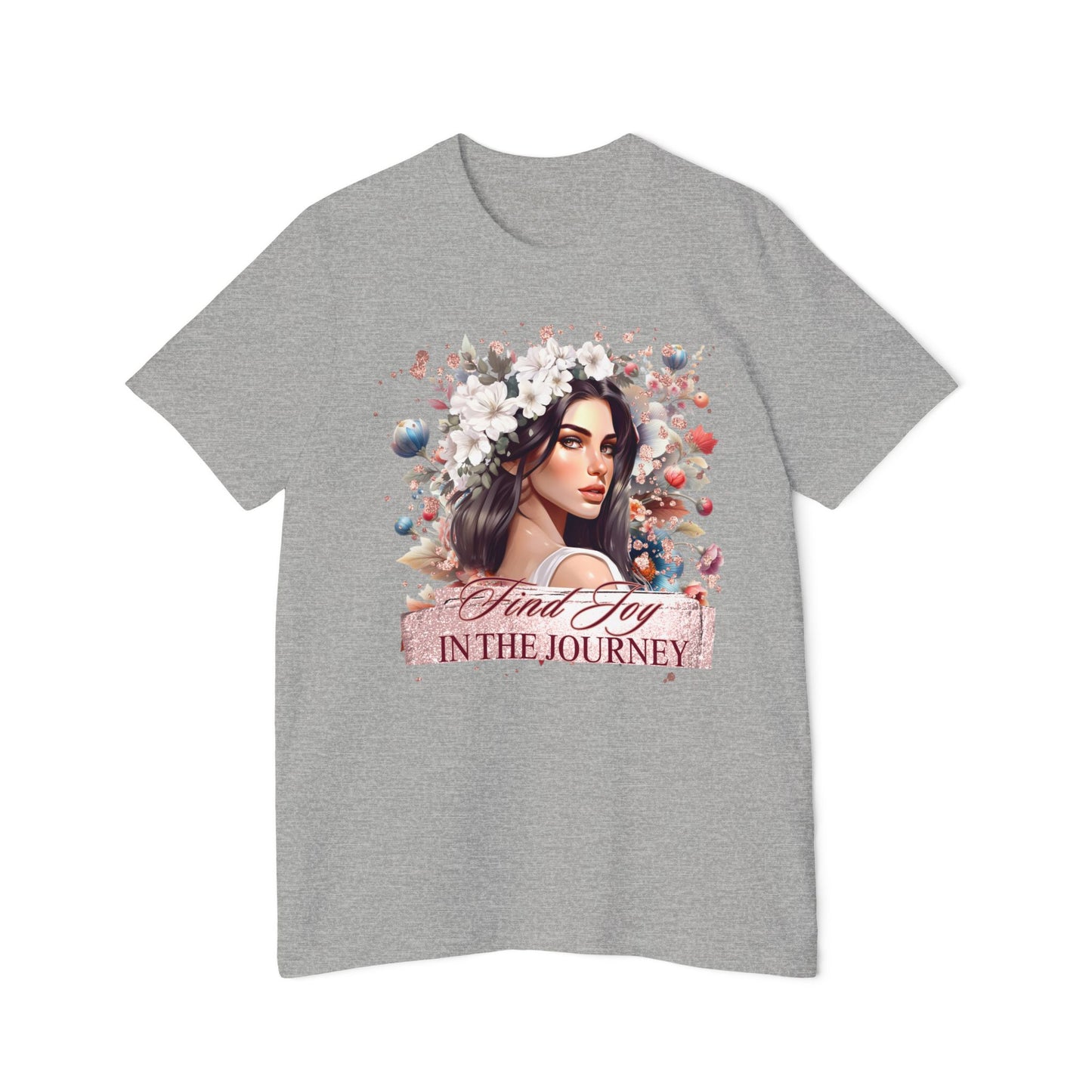 Portrait Graphic T-Shirt 'Find Joy in the Journey' Floral Portrait T-Shirt