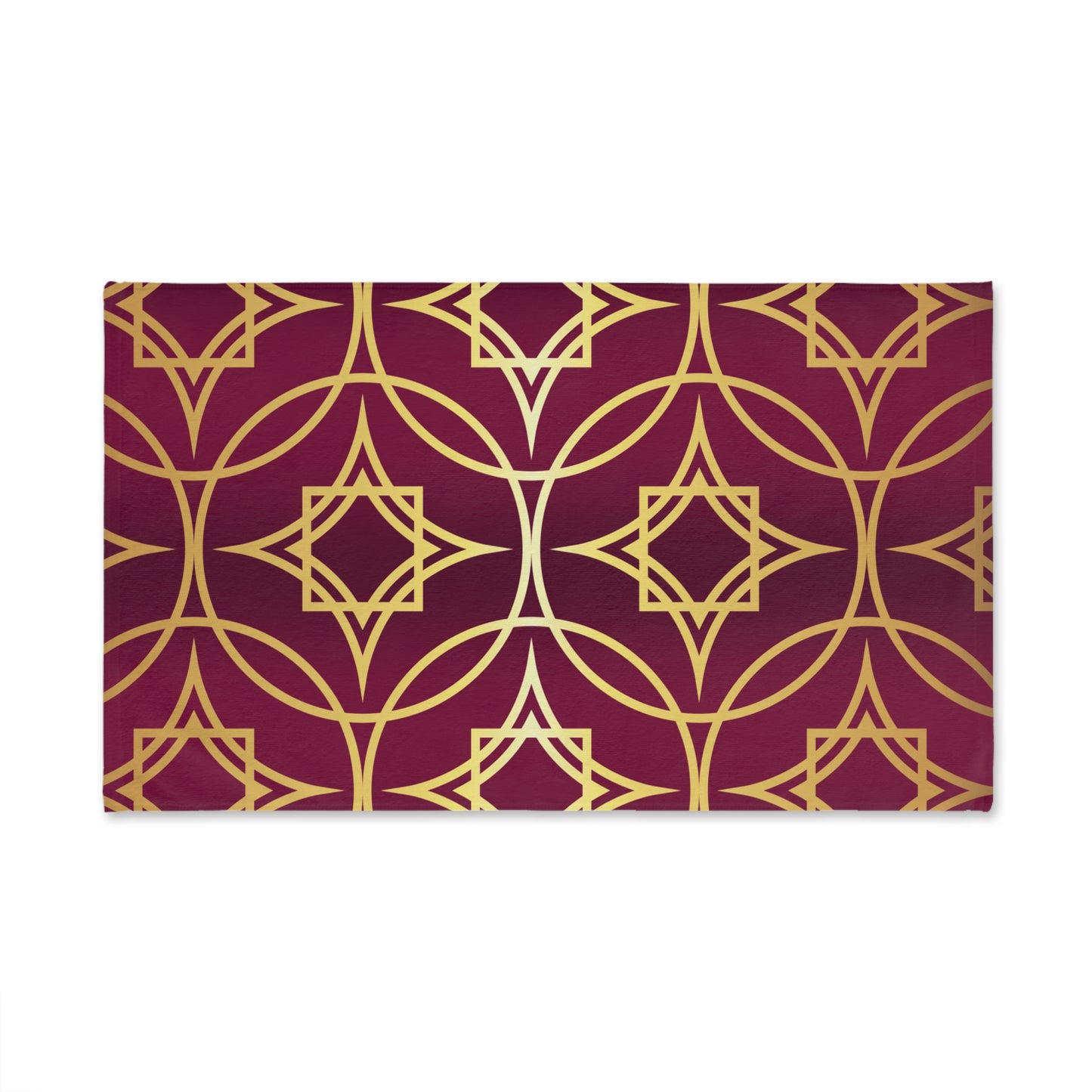 Gilded Geometric Hand Towel – Burgundy & Gold Luxe Decorative Towel