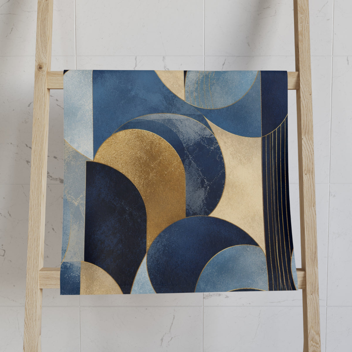 Azure Opulence Hand Towel — Modern Art Deco Kitchen/Guest Towel