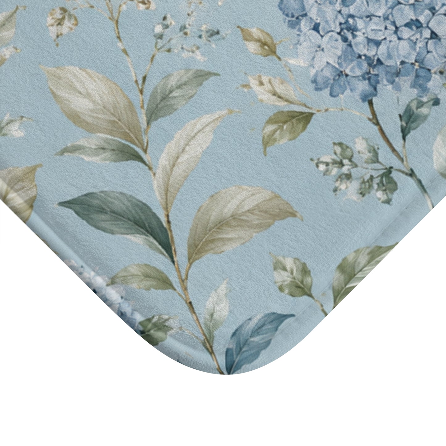 Blue Vintage Hydrangea & Peony Bathroom Rug