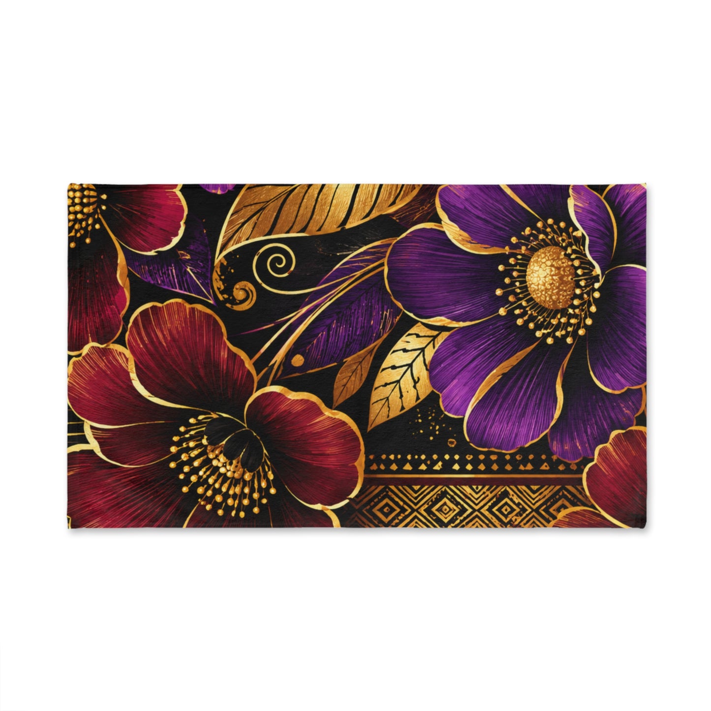 Zuri Garden Luxe Hand Towel — Purple & Burgundy Gold Accent