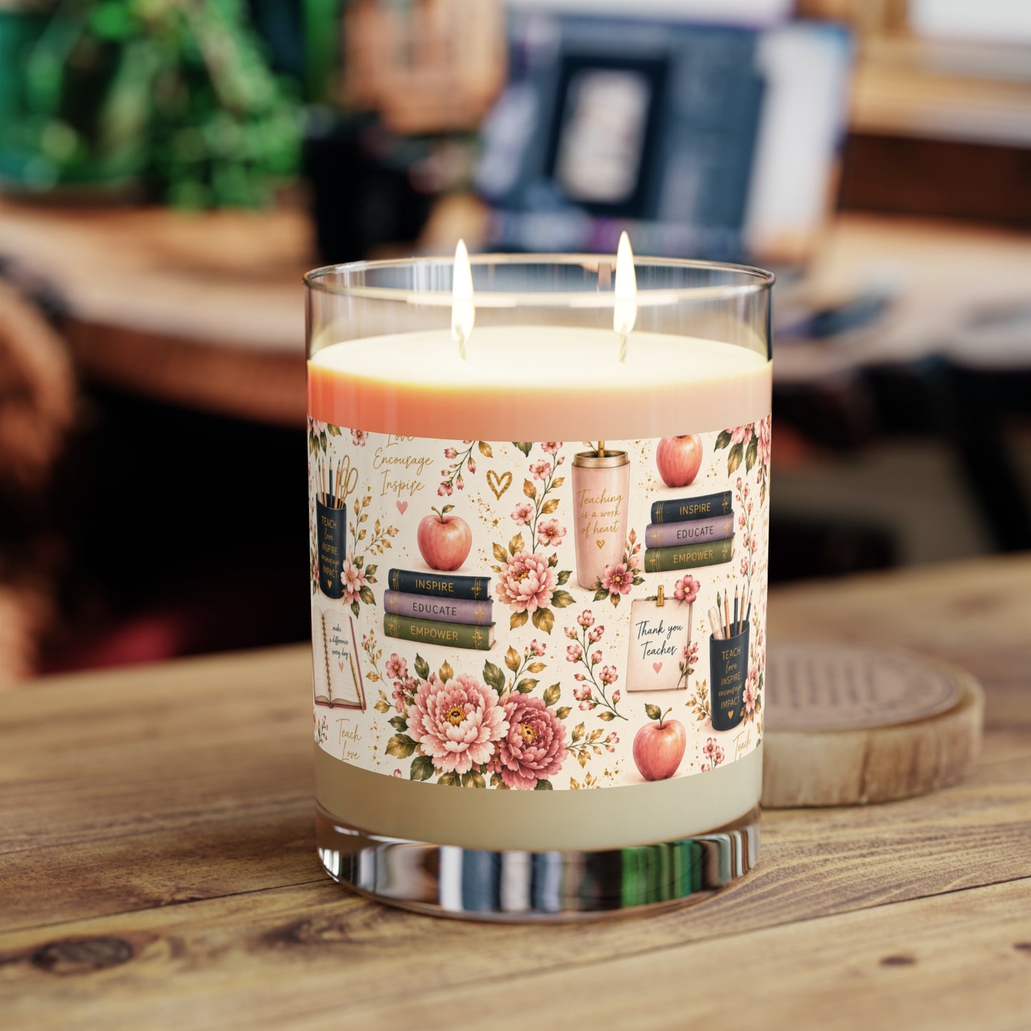Teacher Appreciation Scented Candle — Floral Books & Apples 11oz