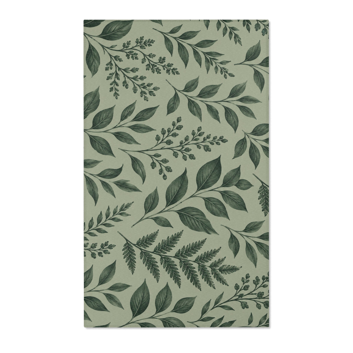 Botanical Green Area Rug – Sage Green Floral Pattern