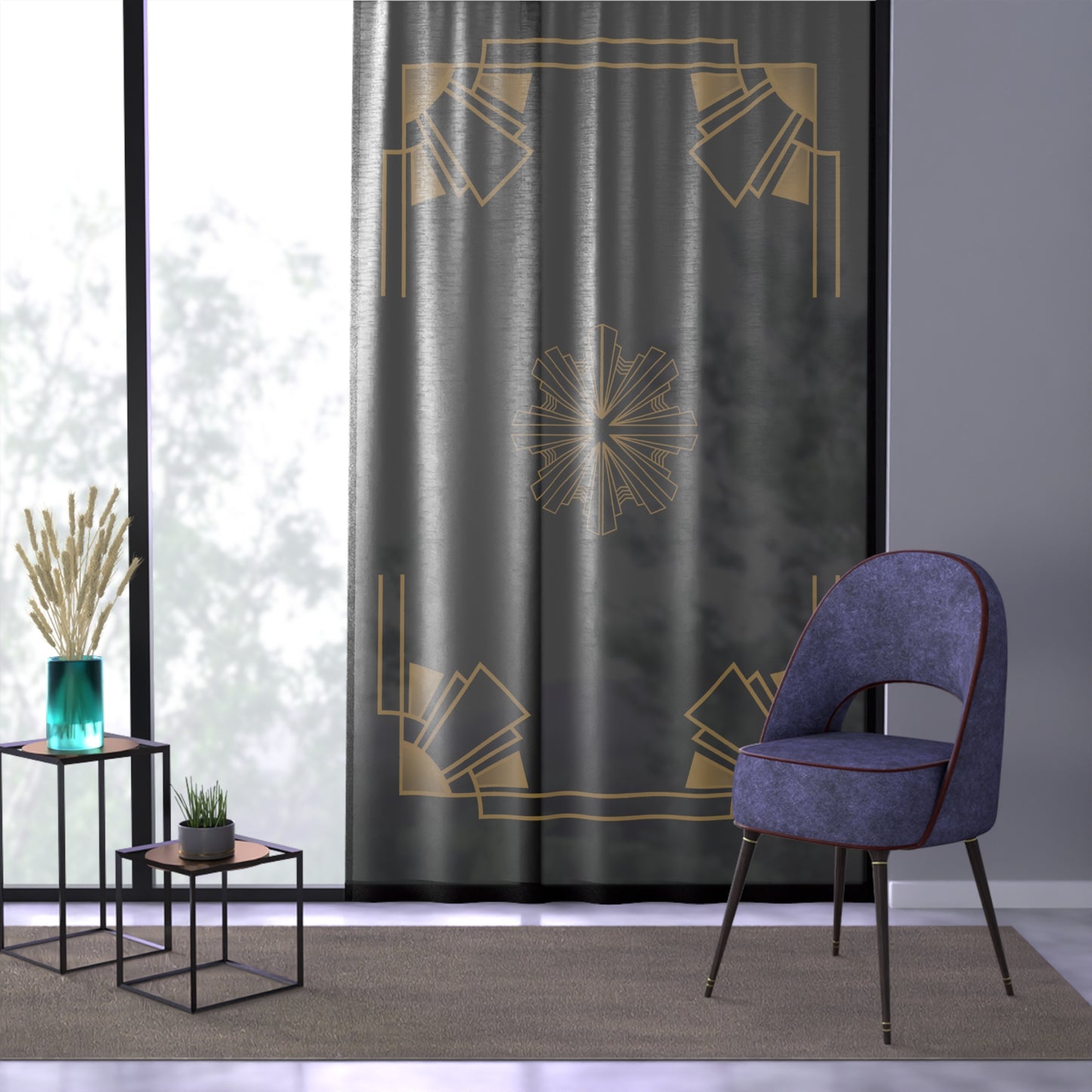 Midnight Luxe (Ebony) Sheer Window Curtain